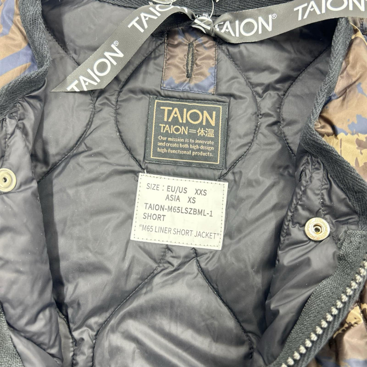 ダウンジャケット TAION M65 Wジップ ダウン カモ XS M65LSZBML-1SH