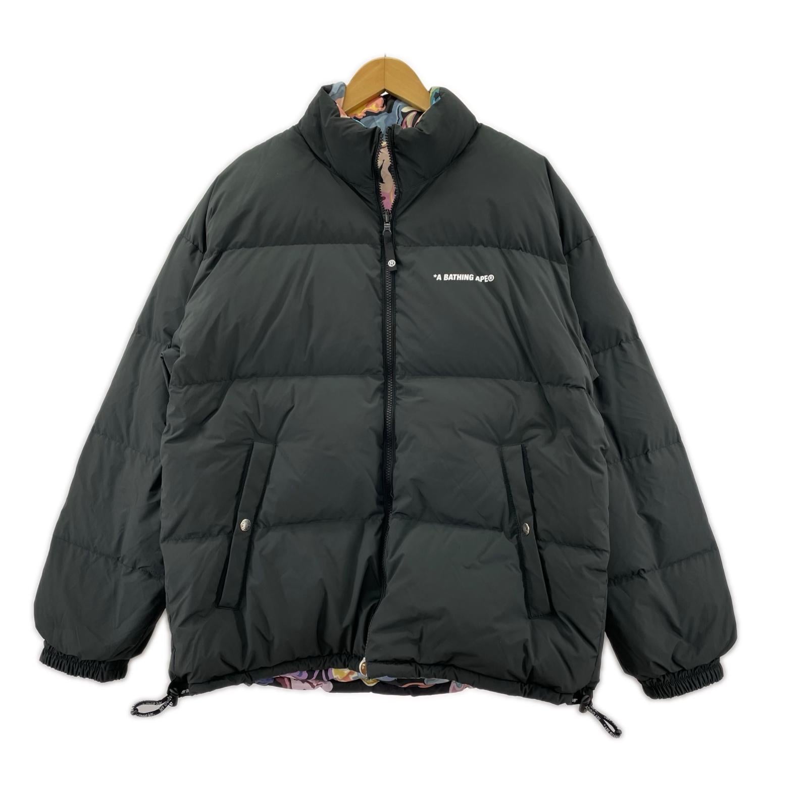 ダウンジャケット ART CAMO REVERSIBLE DOWN JACKET (L) L ブラック