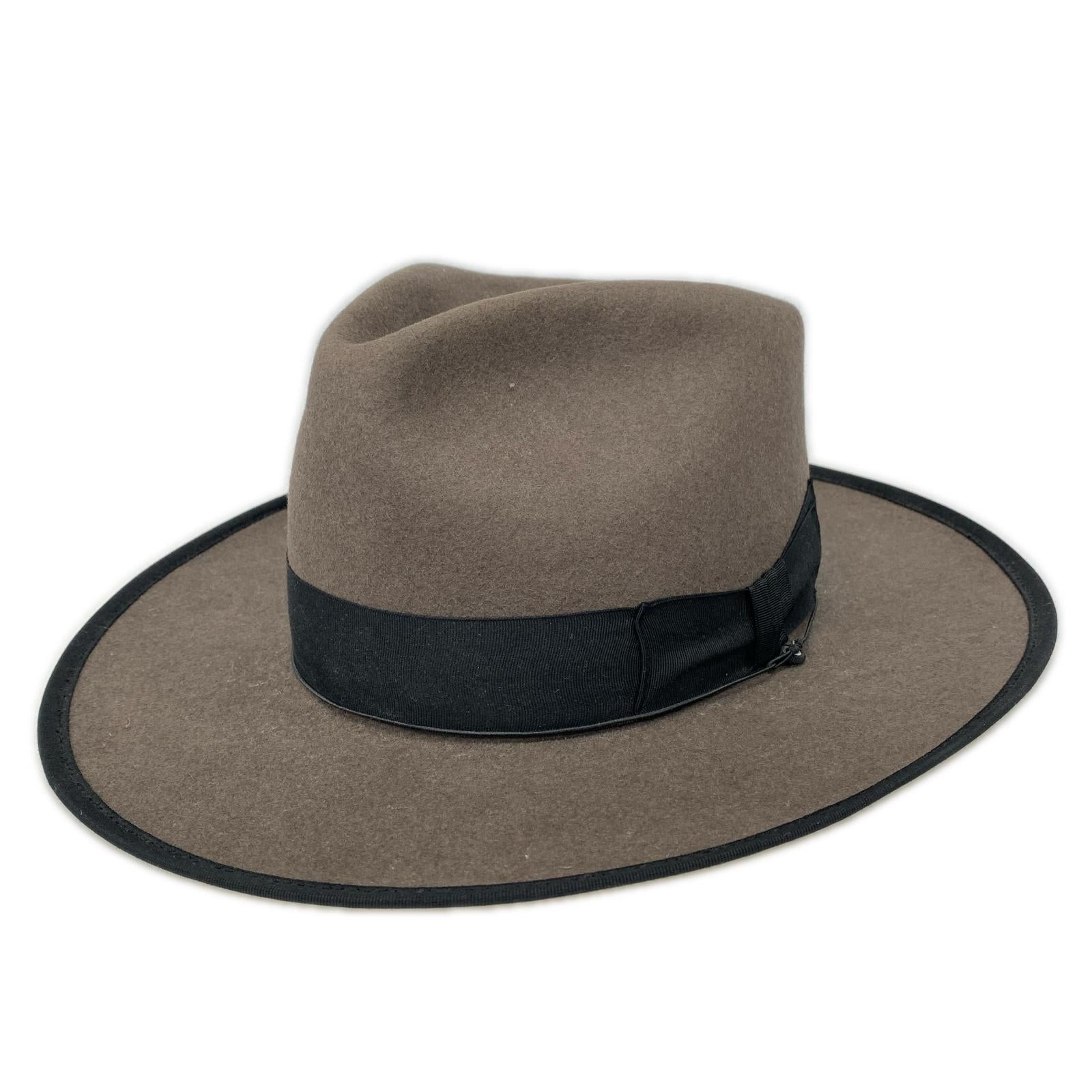 ハット STETSON ウール(ラビット) 中折れ ハット グレー×ブラック ブラウン