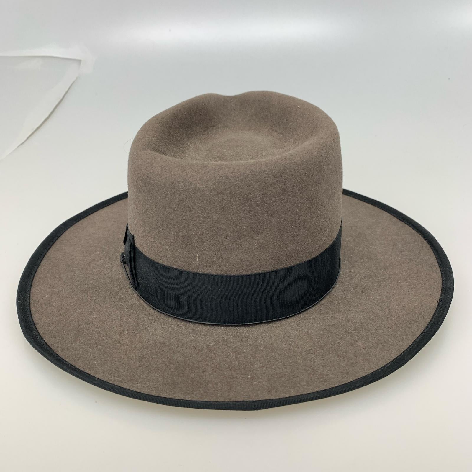 ハット STETSON ウール(ラビット) 中折れ ハット グレー×ブラック ブラウン