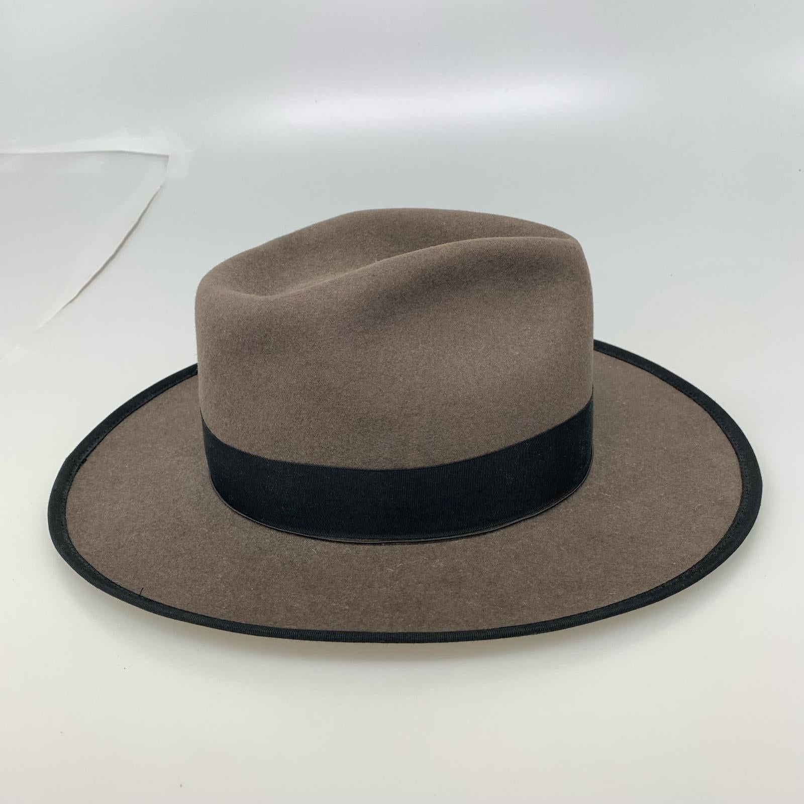 ハット STETSON ウール(ラビット) 中折れ ハット グレー×ブラック ブラウン