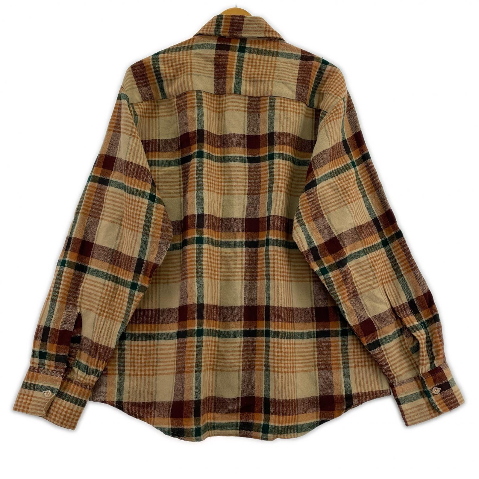 長袖シャツ 70-80s Arrow Sportswear アクリル チェック柄シャツ L L ブラウン