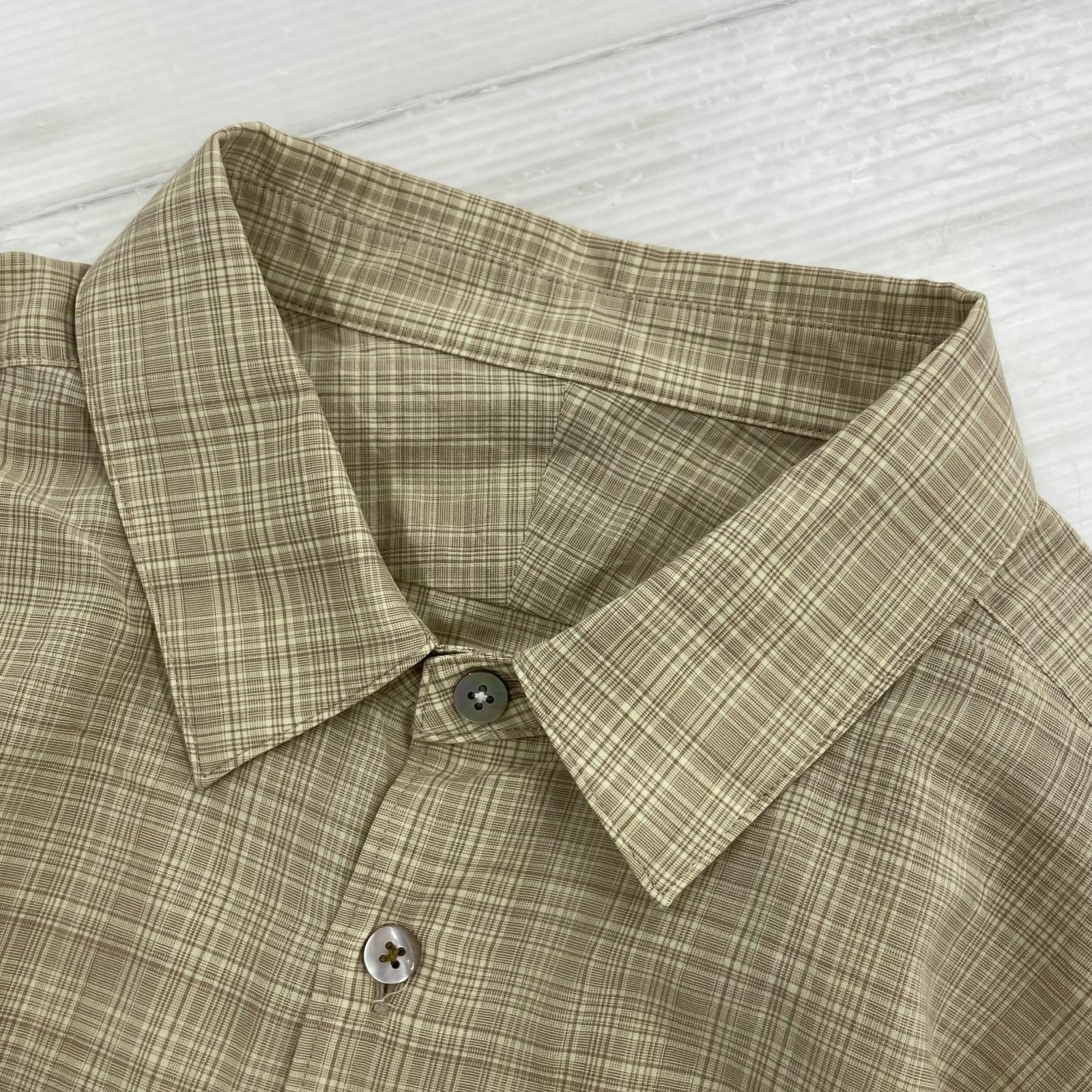 長袖シャツ コットン チェック柄シャツ　2 2 ベージュ