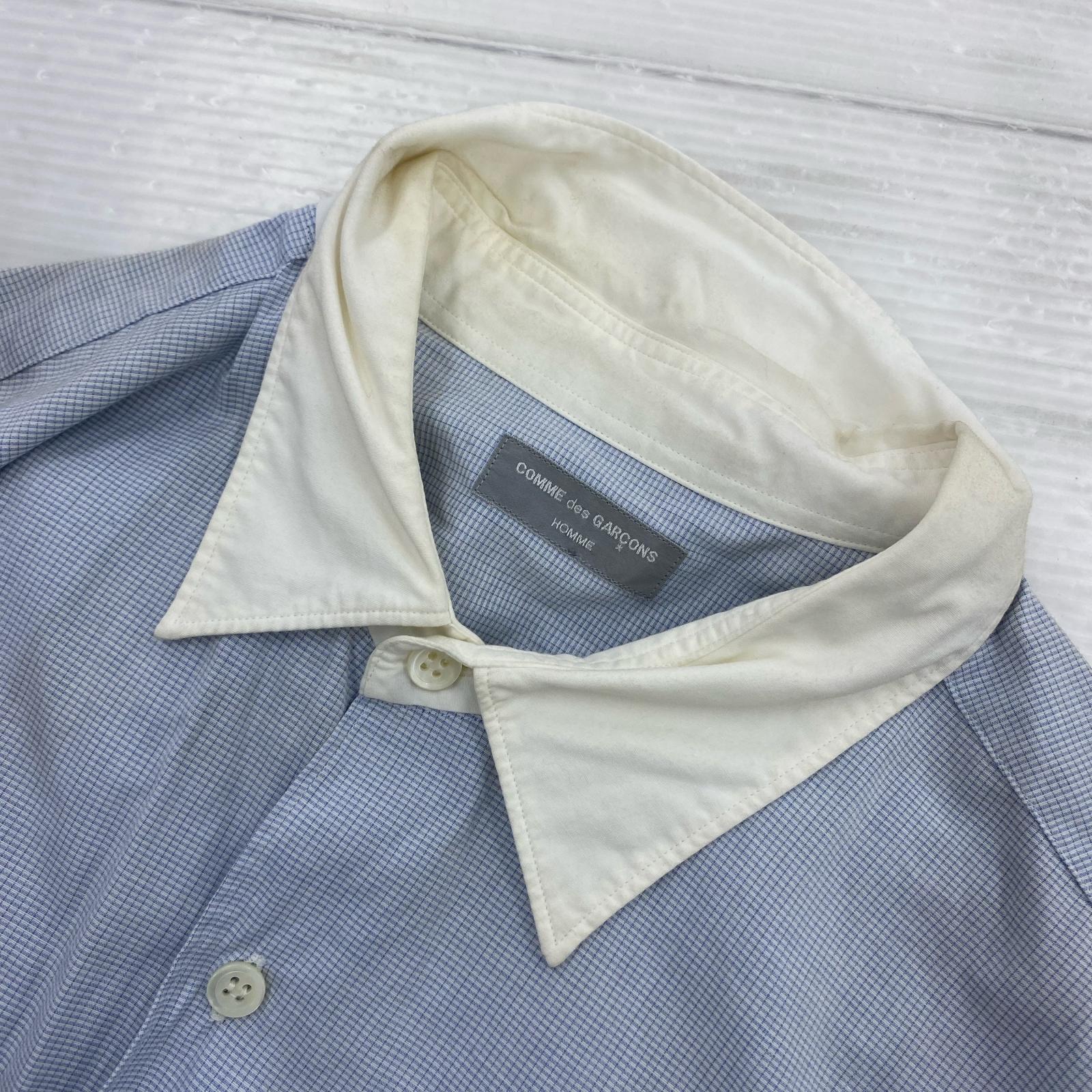長袖シャツ HOMME 80s カラー切替L/Sコットンシャツ チェック AD1989 ブルー