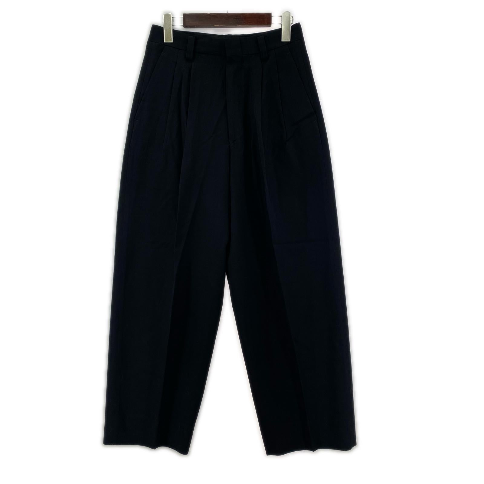 パンツ 80s ウール2タックスラックス 黒 M M ブラック