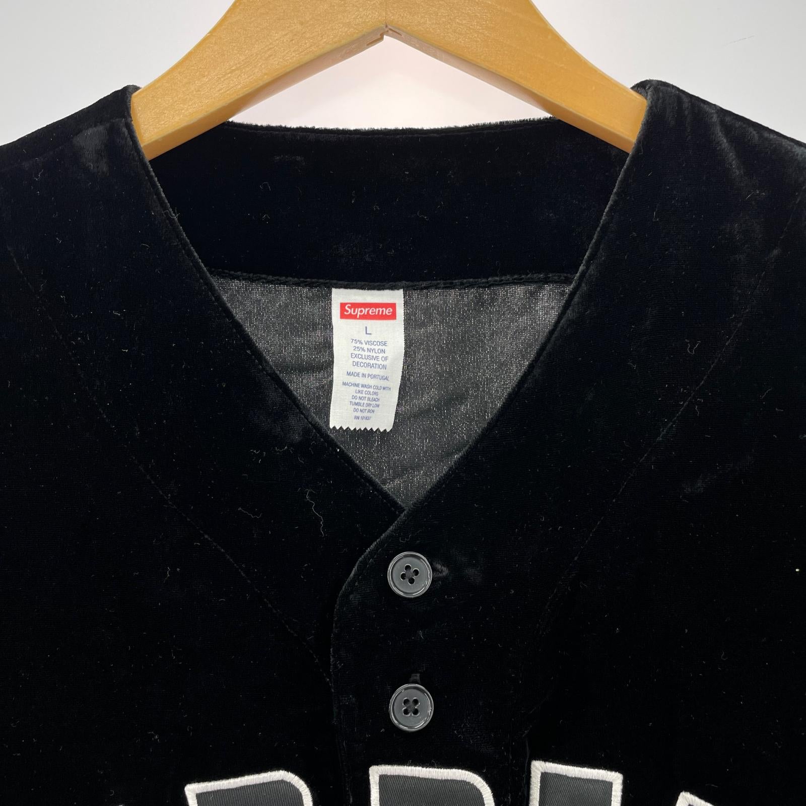 半袖シャツ Supreme 25SS Velvet Baseball Jersey black (L) L ブラック