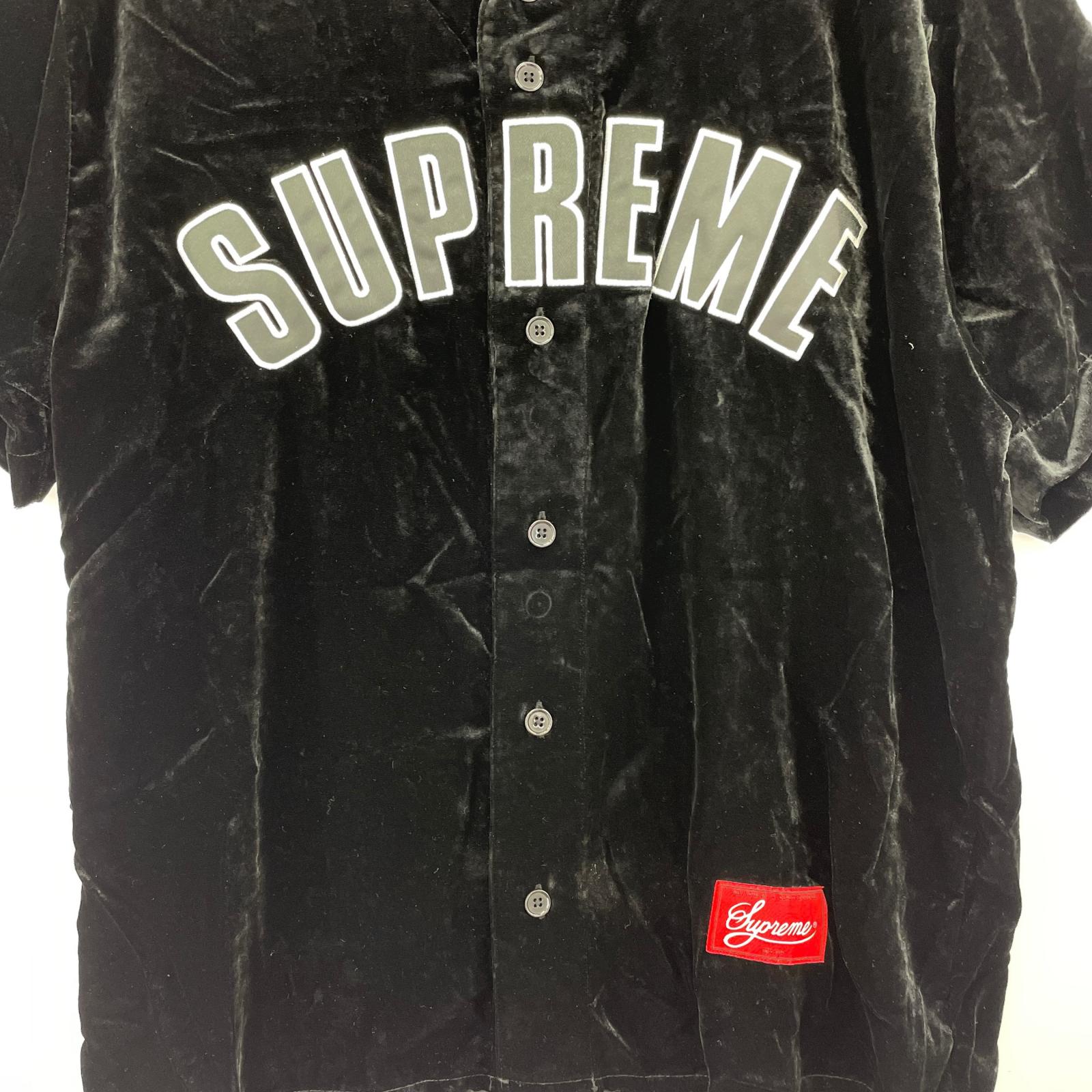 半袖シャツ Supreme 25SS Velvet Baseball Jersey black (L) L ブラック