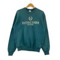 スウェット 80s USA製 BOOTHBAY HARBOR MAINE 緑 M グリーン