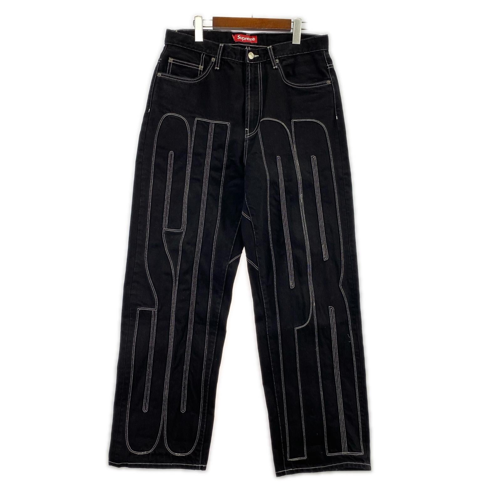 デニムパンツ 26SS/ Inset Spellout Baggy Jean/W30/BLK 30 ブラック