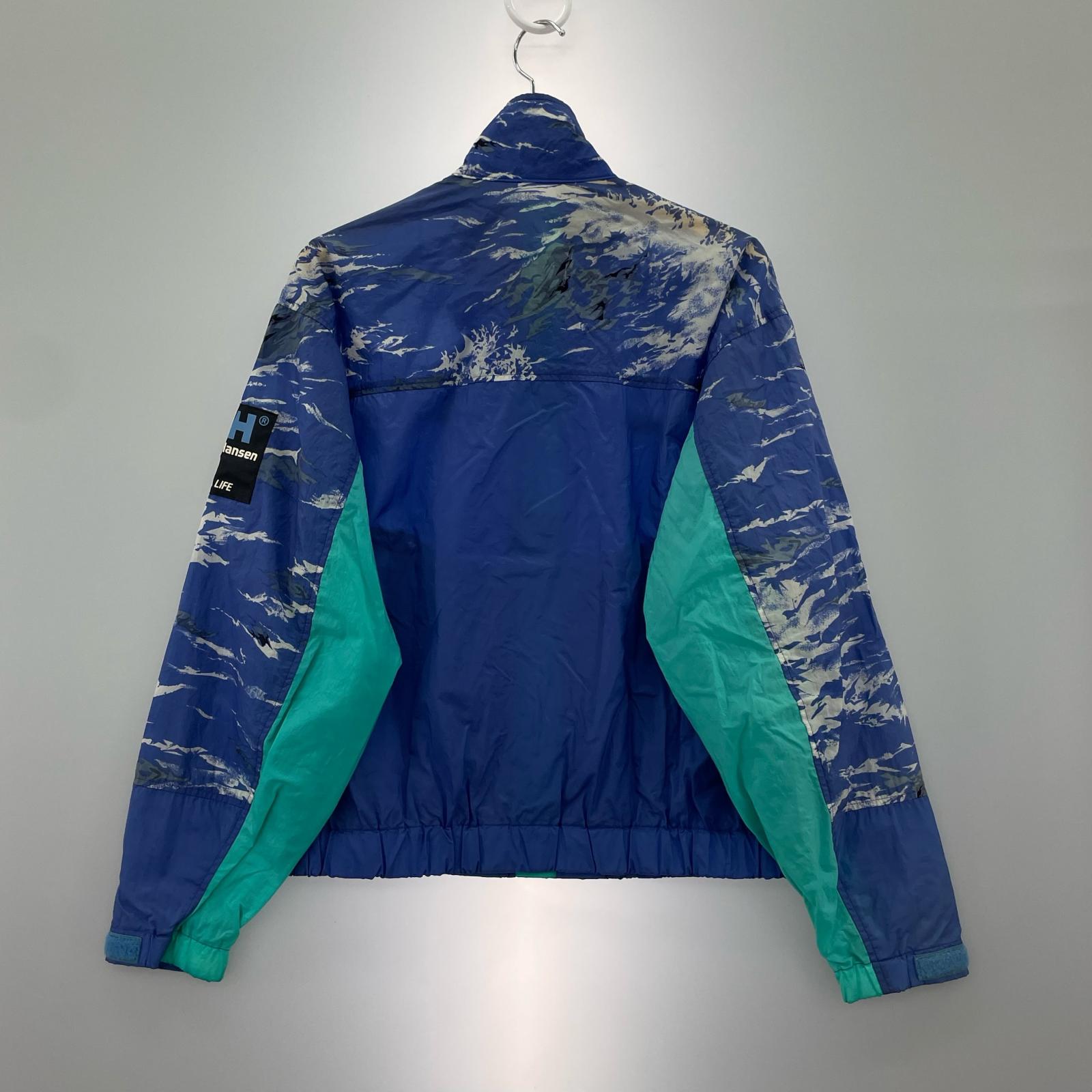 ジャケット 90s 総柄ナイロンジャケット BLU M