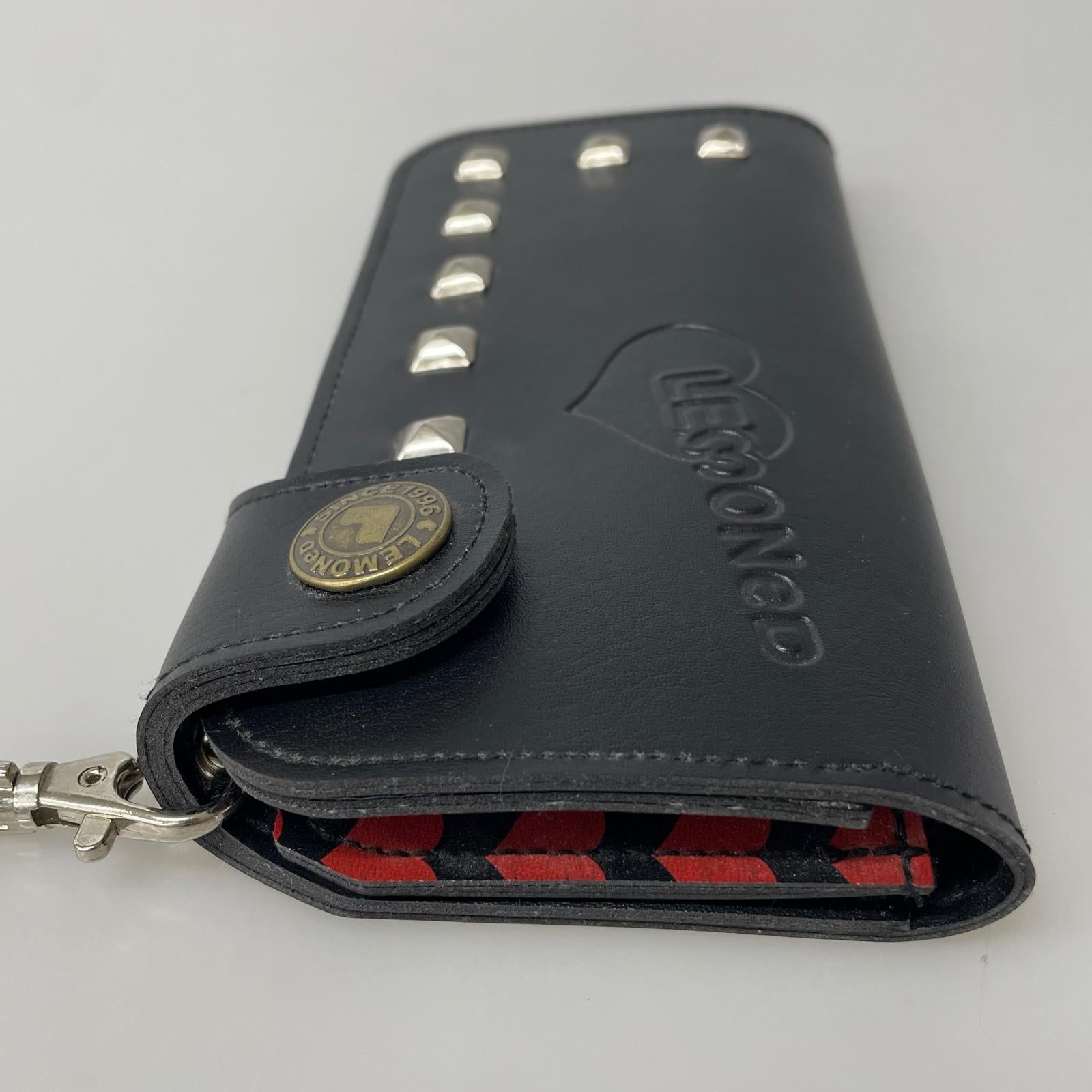 長財布 LEMONAed スタッズウォレットチェーン付き長財布 ブラック