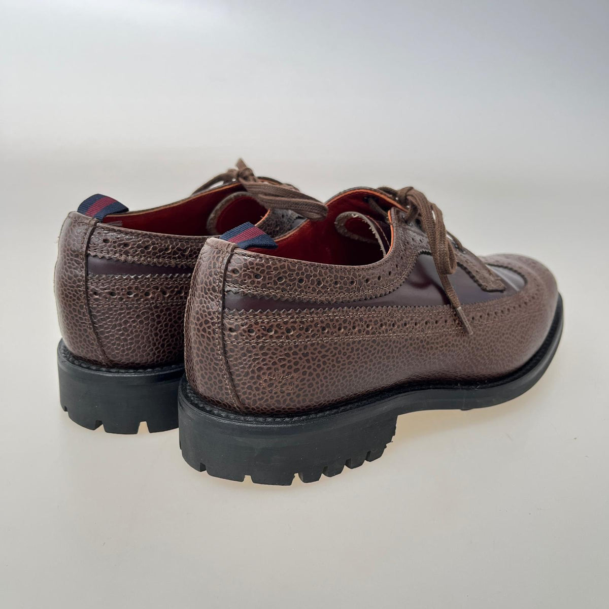 シューズ Military Derby ウイングチップ 茶 7 ブラウン