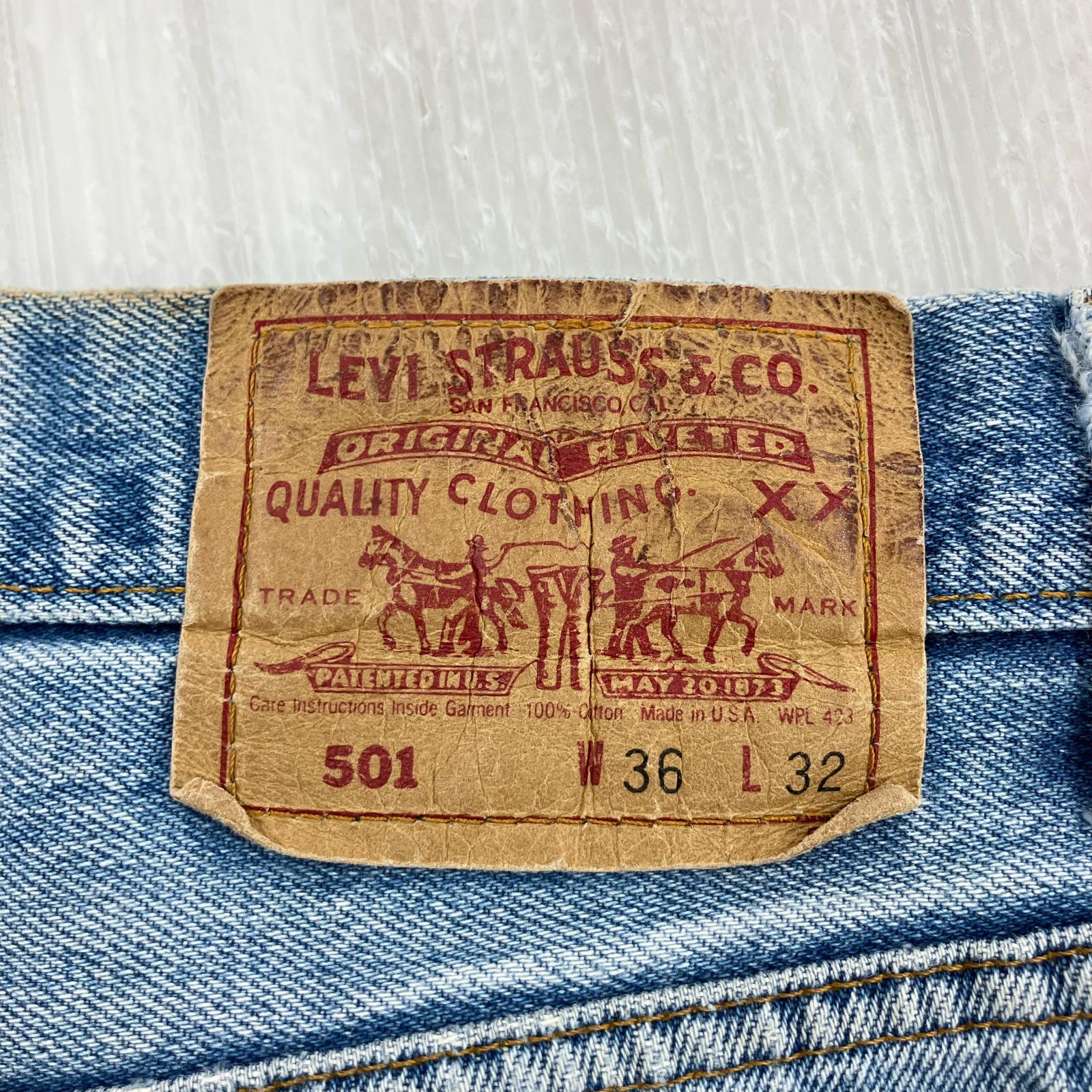デニムパンツ 90s 501 USA製 ボタン裏553 W36 36 ブルー