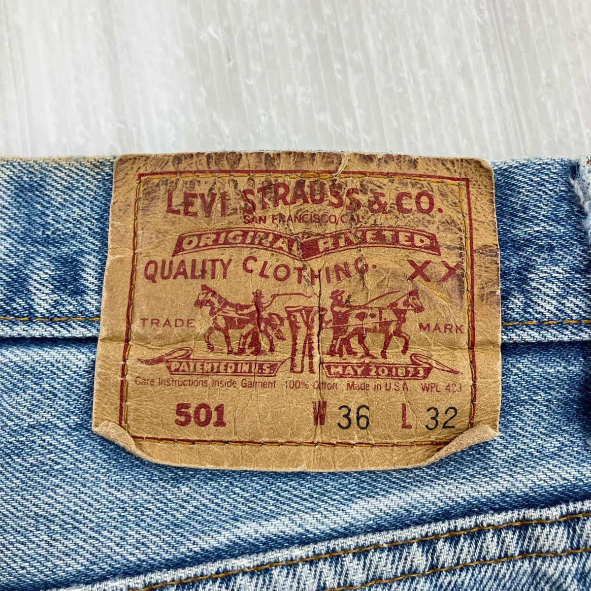 デニムパンツ 90s 501 USA製 ボタン裏553 W36 36 ブルー