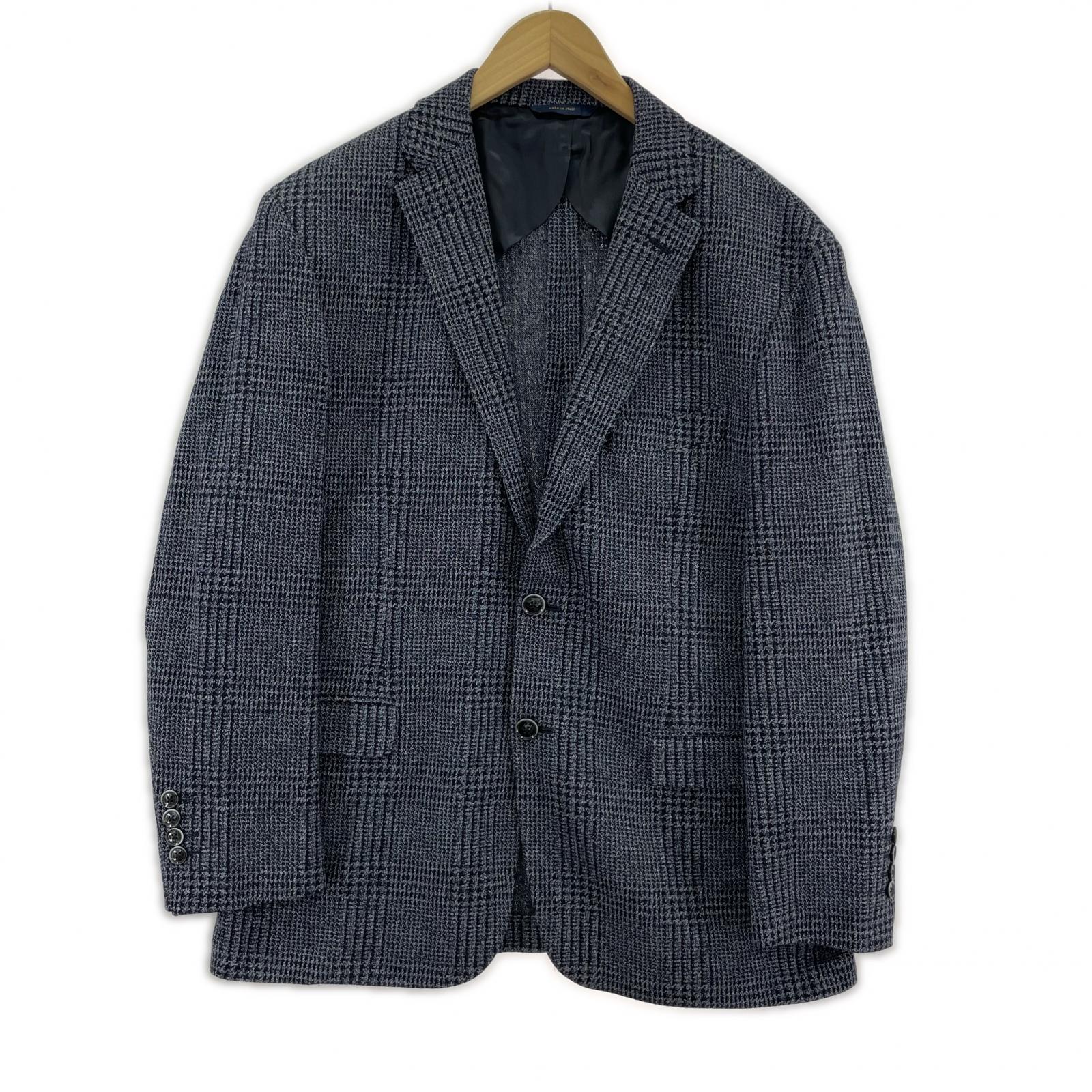 テーラードジャケット 1818 dondi jersey チェック 青紺 (44S)