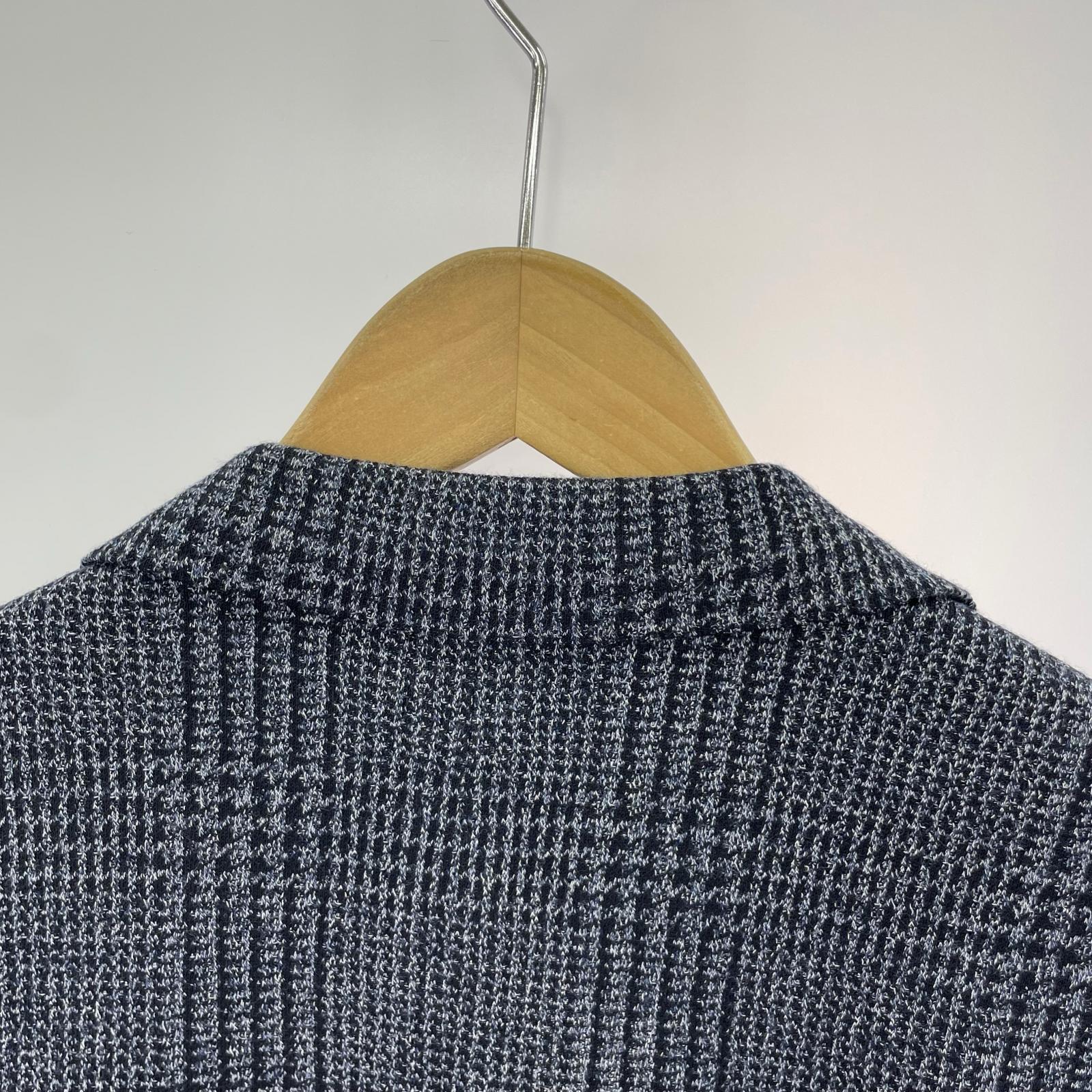テーラードジャケット 1818 dondi jersey チェック 青紺 (44S)