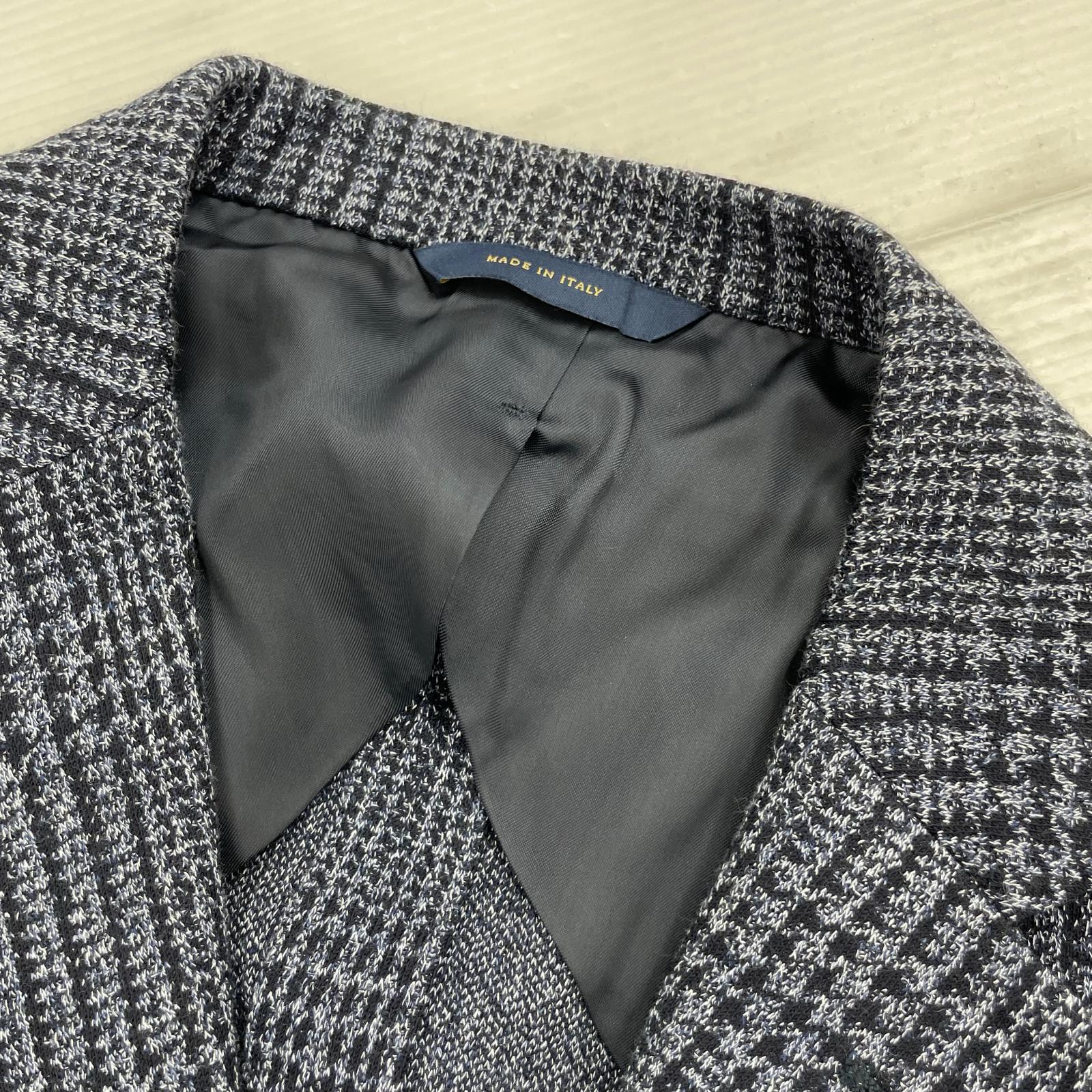 テーラードジャケット 1818 dondi jersey チェック 青紺 (44S)