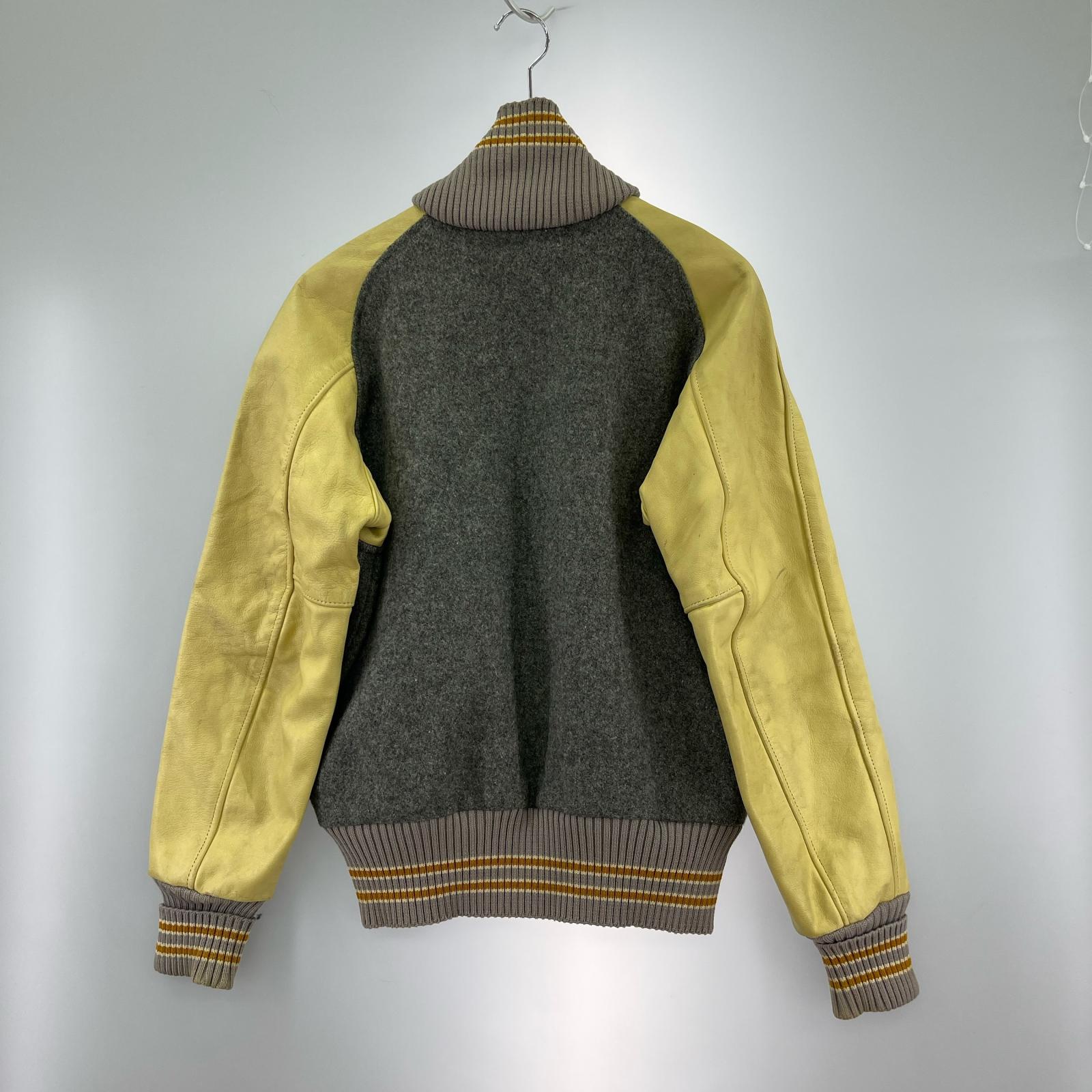 ジャケット USA製 ジップアップスタジャン (38) グレー×クリーム 38 グレー