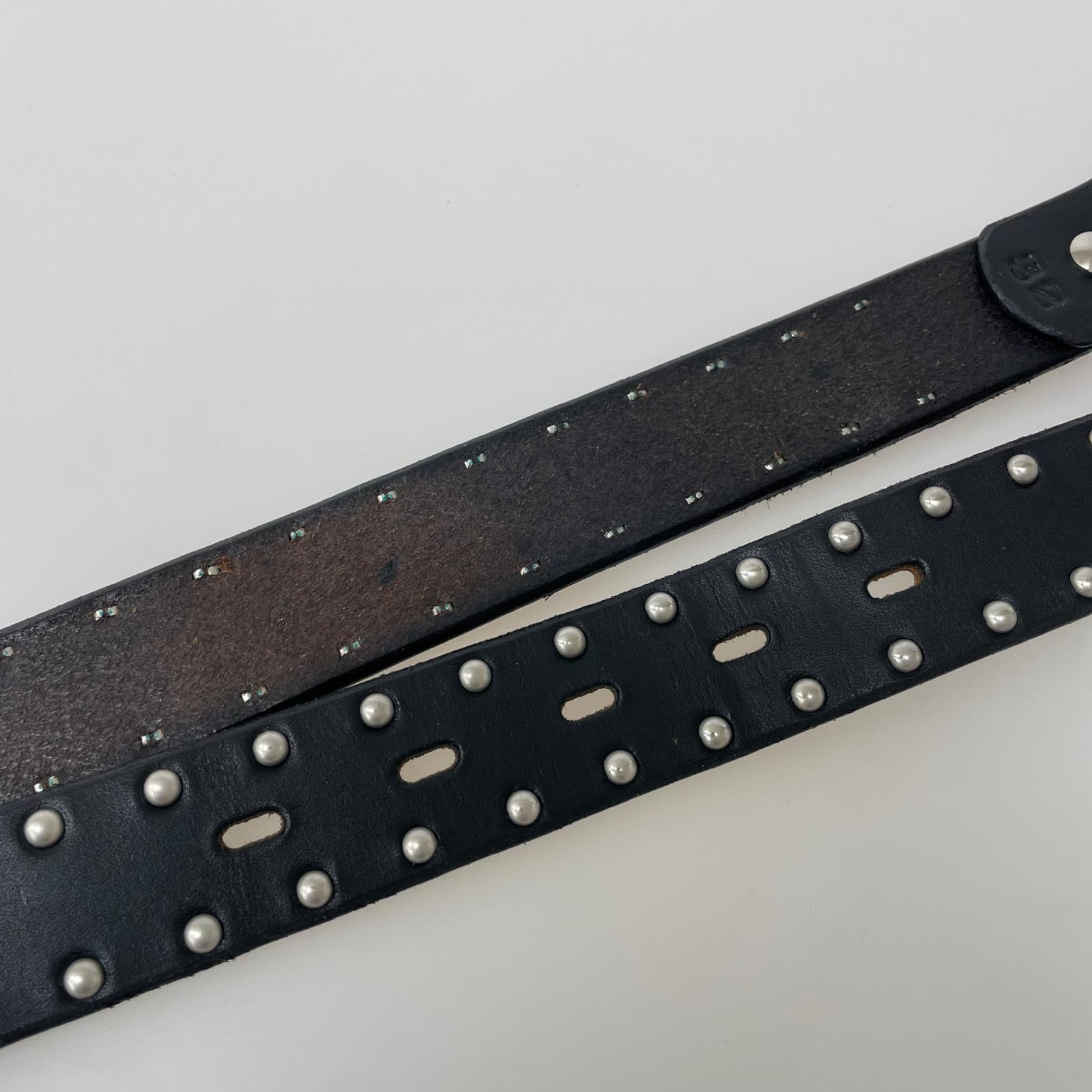 その他アクセサリー スタッズレザーベルト ブラック