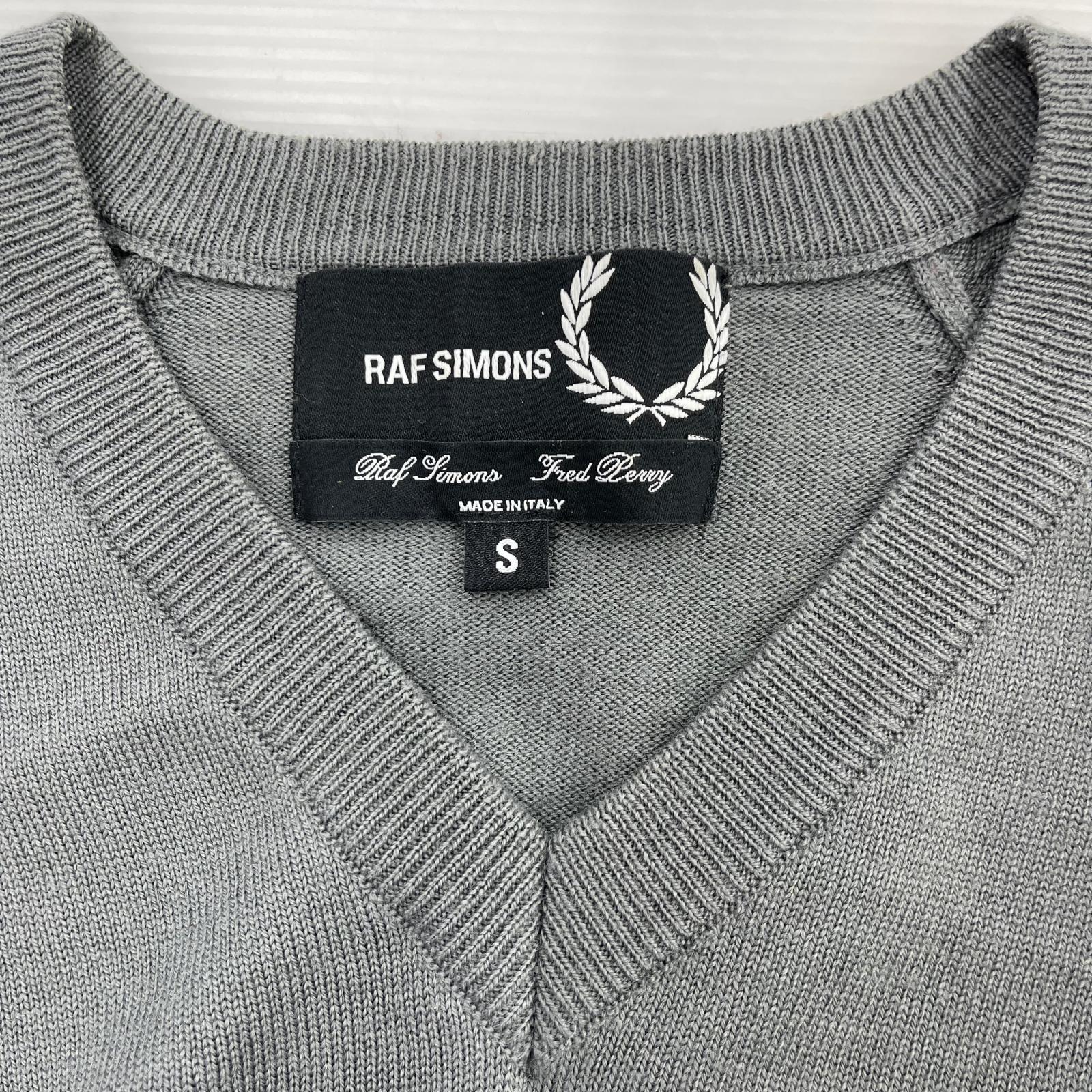 ニット ×RAF SIMONS Vネック 灰 (S) S グレー