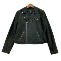 レザージャケット LAUREN RALPH LAUREN 裏キルティング スエードダブルライダースジャケット S ダークオリーブ S
