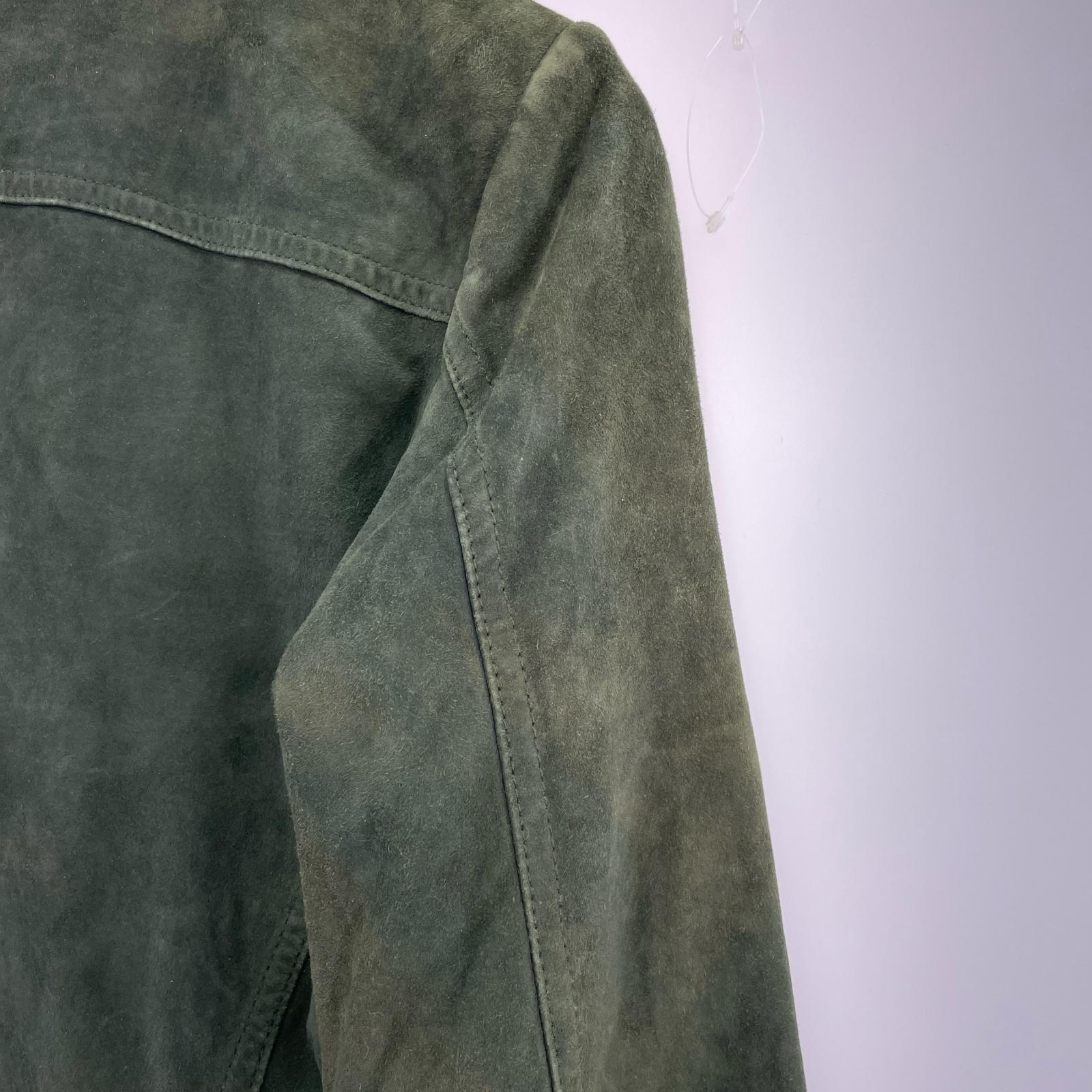 レザージャケット LAUREN RALPH LAUREN 裏キルティング スエードダブルライダースジャケット S ダークオリーブ S
