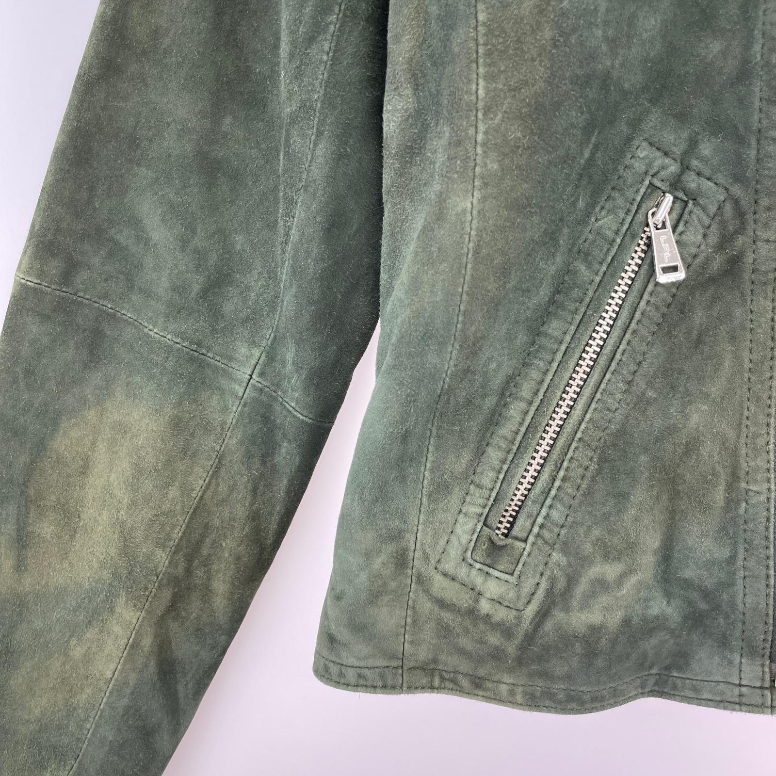 レザージャケット LAUREN RALPH LAUREN 裏キルティング スエードダブルライダースジャケット S ダークオリーブ S