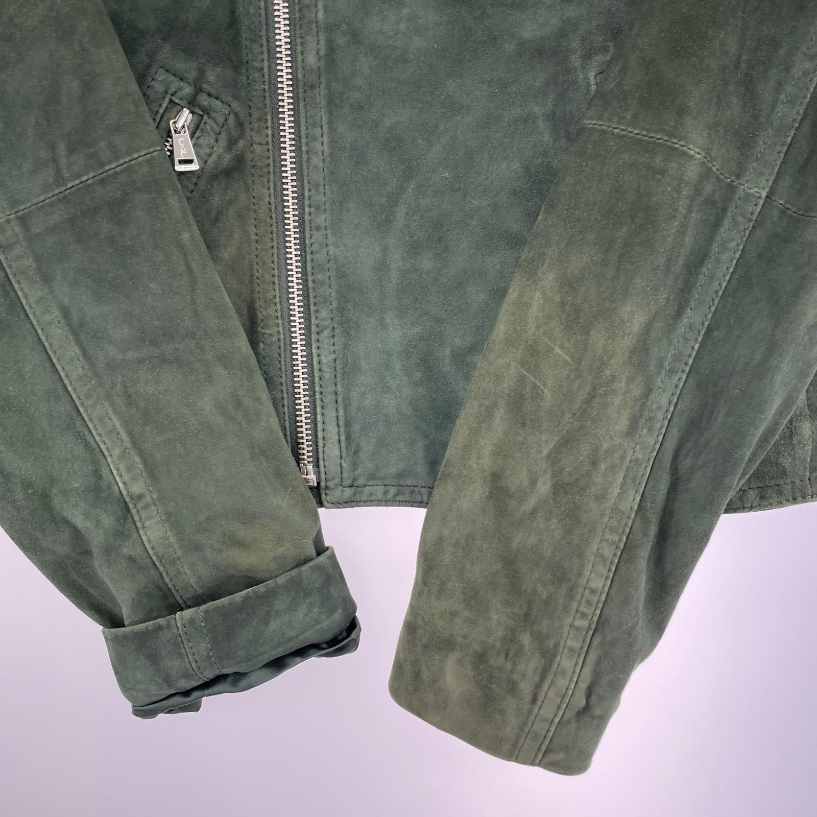 レザージャケット LAUREN RALPH LAUREN 裏キルティング スエードダブルライダースジャケット S ダークオリーブ S