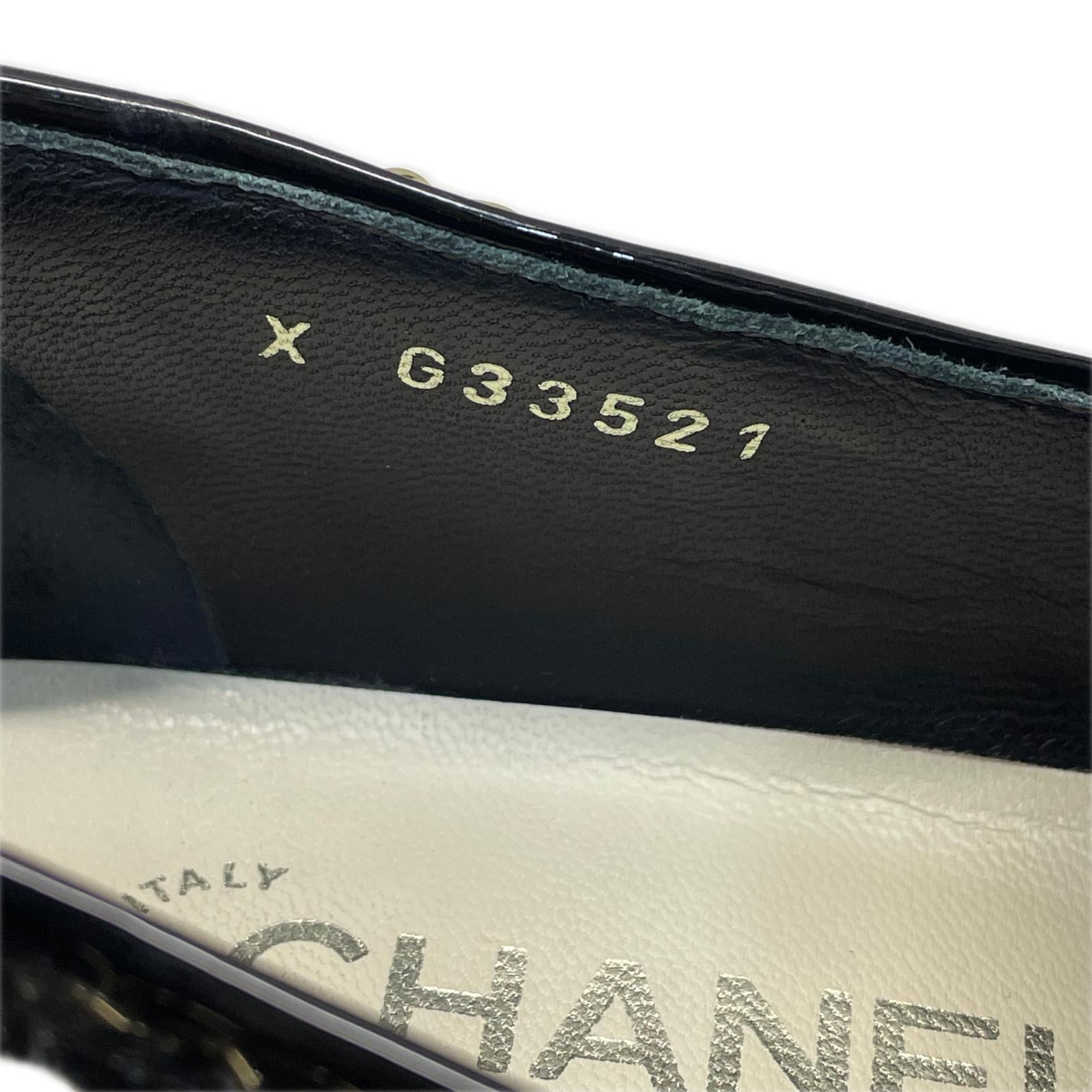 CHANEL パテントレザー ココマーク チェーンローファー 36C 黒