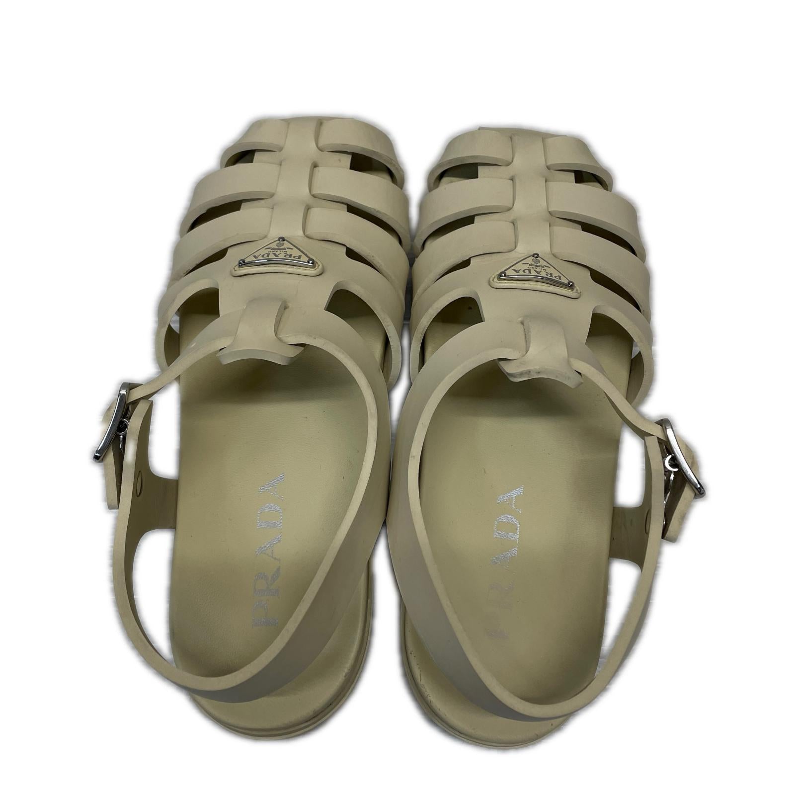 PRADA Monolith フォームラバー フィッシャーマンサンダル 39 ベージュ 24.5cm (US6 1/2 UK6 EU39)