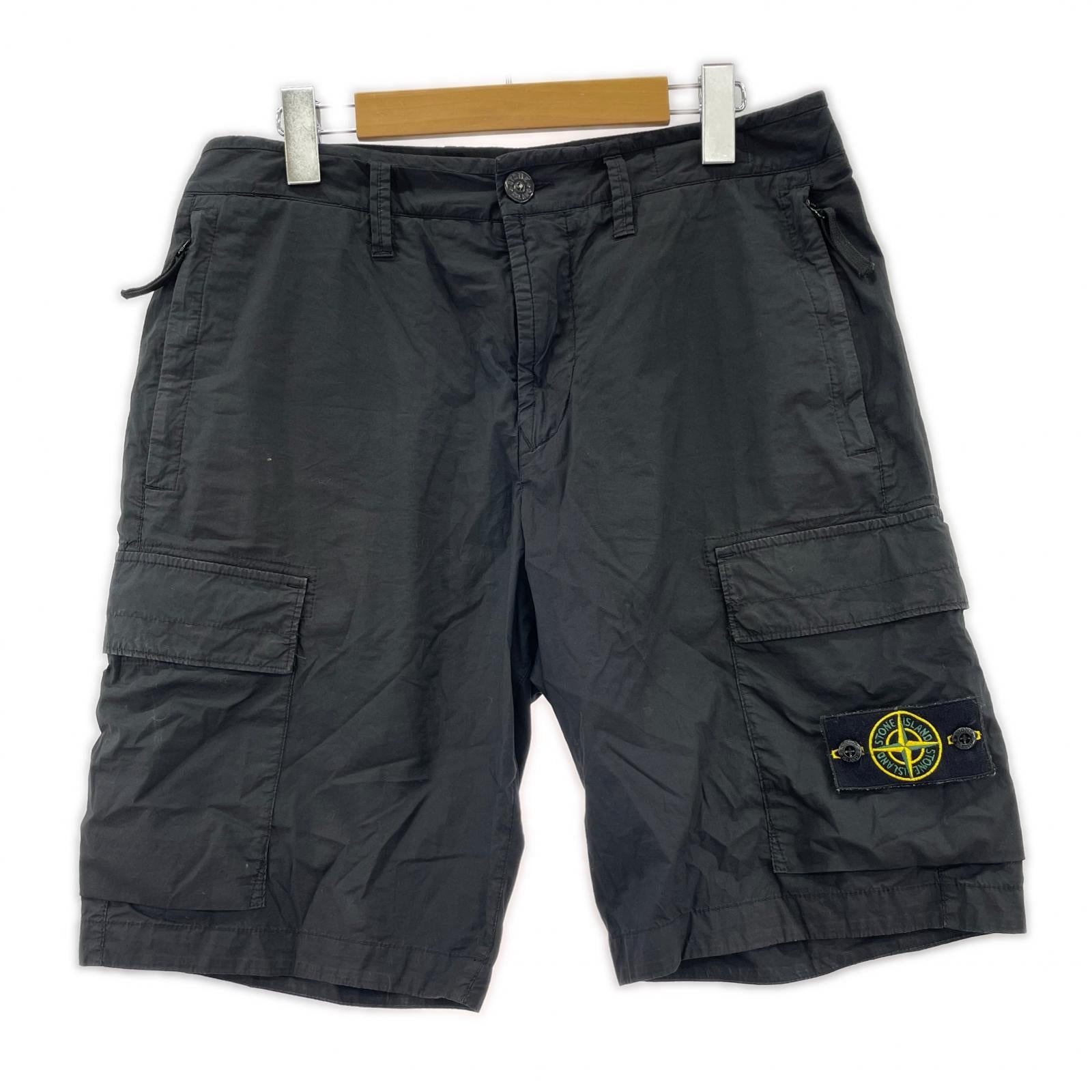 ショートパンツ STONE ISLAND CARGO BERMUDA カーゴバミューダショーツ W30 黒 30 ブラック