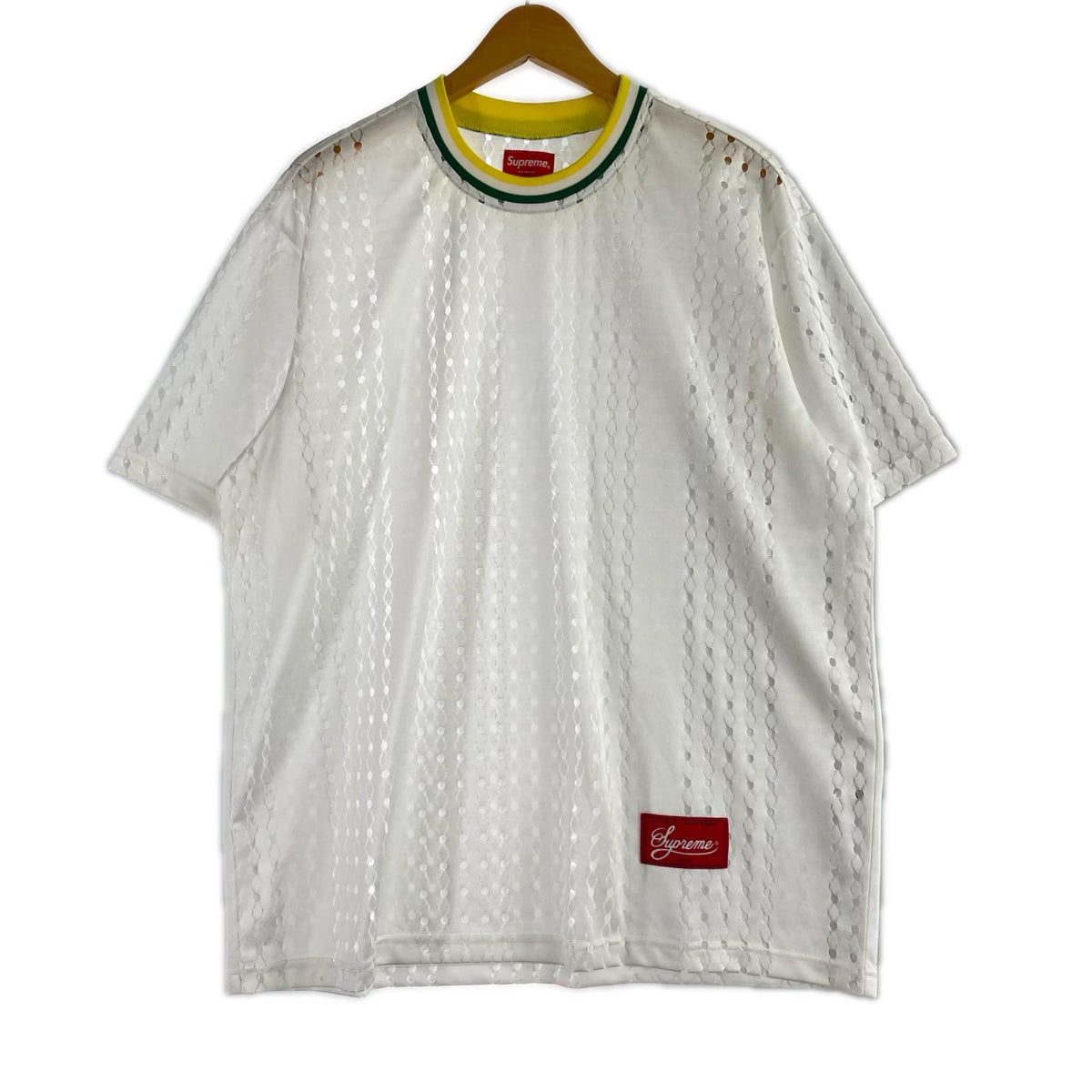 半袖Ｔシャツ Perforated Stripe Warm Up Top 白 M M ホワイト