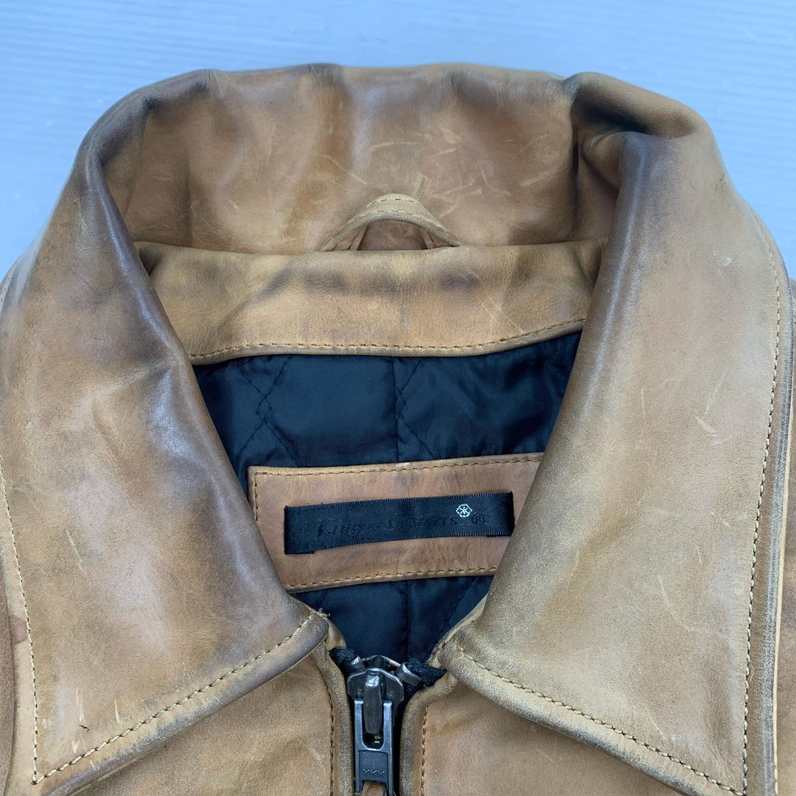 レザージャケット liugoo leather カウレザー L ブラウン L ブラウン