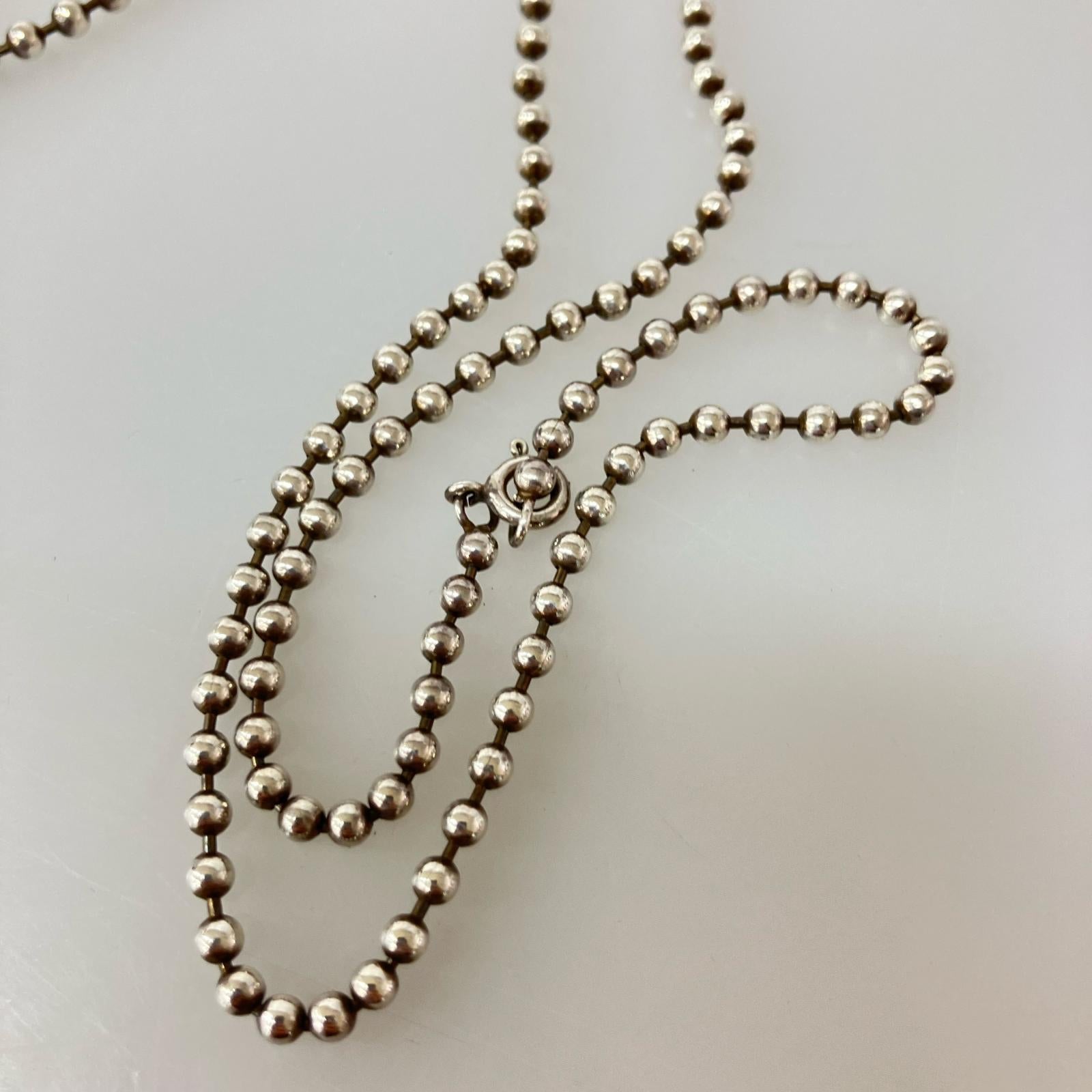 ネックレス 925刻印 ボールチェーン×プレート シルバー