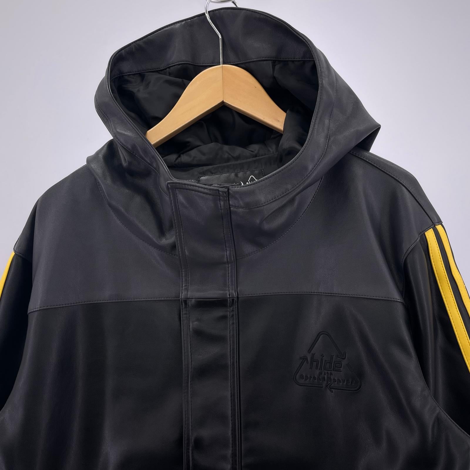 ジャケット HIDE フェイクレザージャケット Leather Line Parka M ブラック