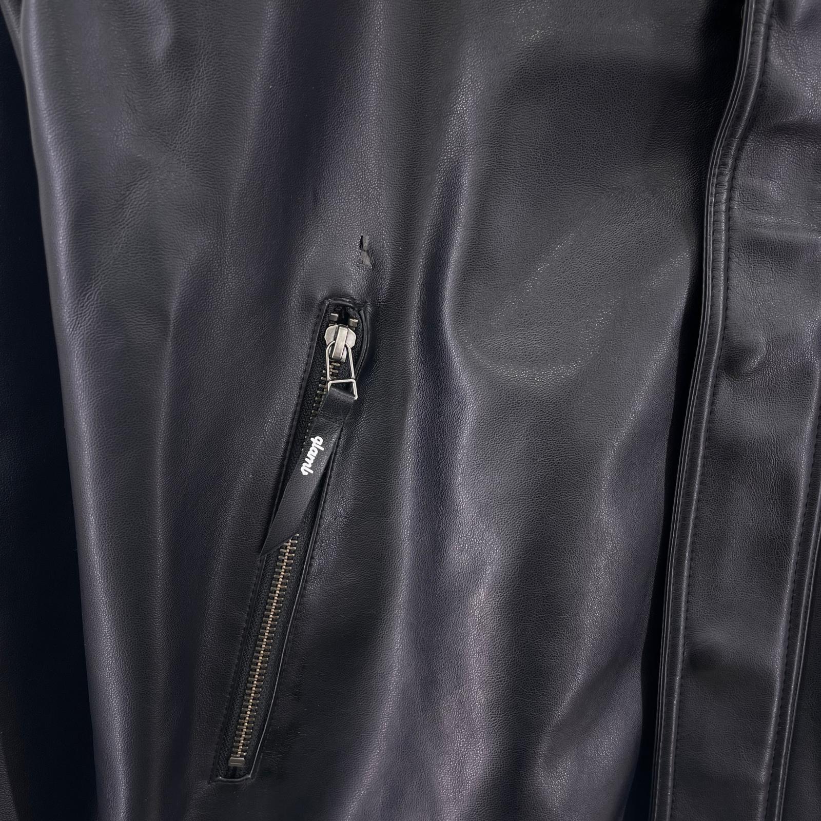 ジャケット HIDE フェイクレザージャケット Leather Line Parka M ブラック