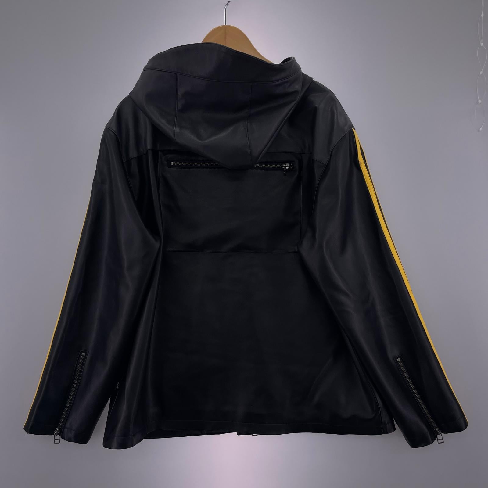 ジャケット HIDE フェイクレザージャケット Leather Line Parka M ブラック