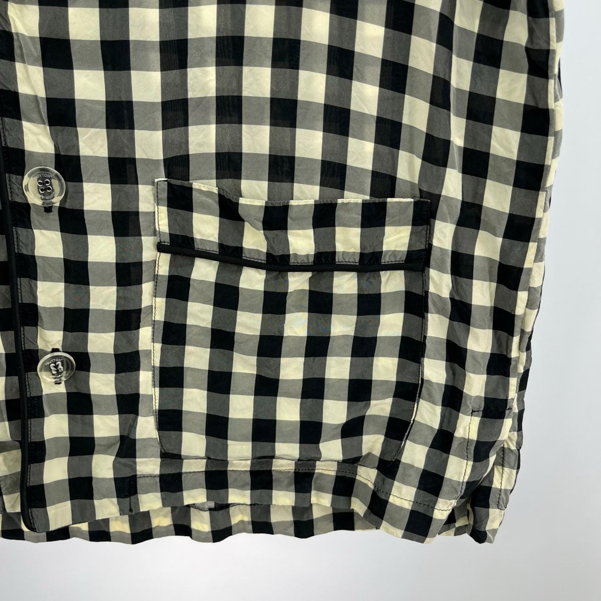 半袖シャツ OFF-WHITE ｷﾞﾝｶﾞﾑﾁｪｯｸ ﾊﾟｼﾞｬﾏｼｬﾂ（M） M