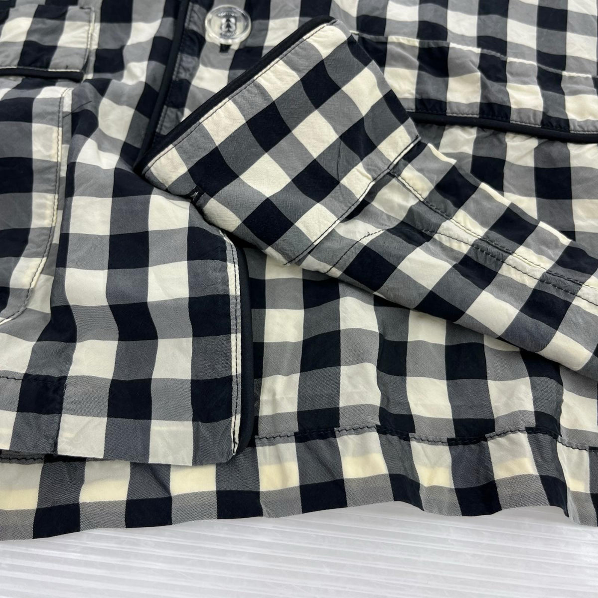 半袖シャツ OFF-WHITE ｷﾞﾝｶﾞﾑﾁｪｯｸ ﾊﾟｼﾞｬﾏｼｬﾂ（M） M