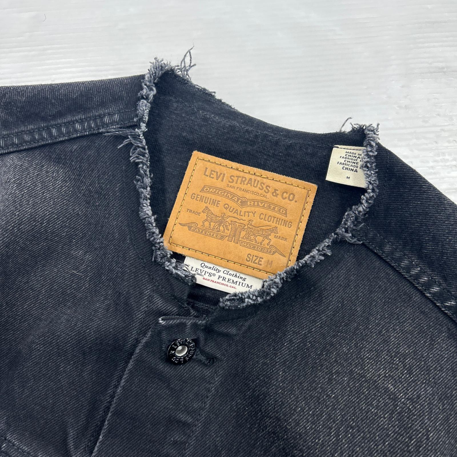 デニムジャケット ｘEDIFICE Type1 Trucker Jacket COLLARLESS M ブラック