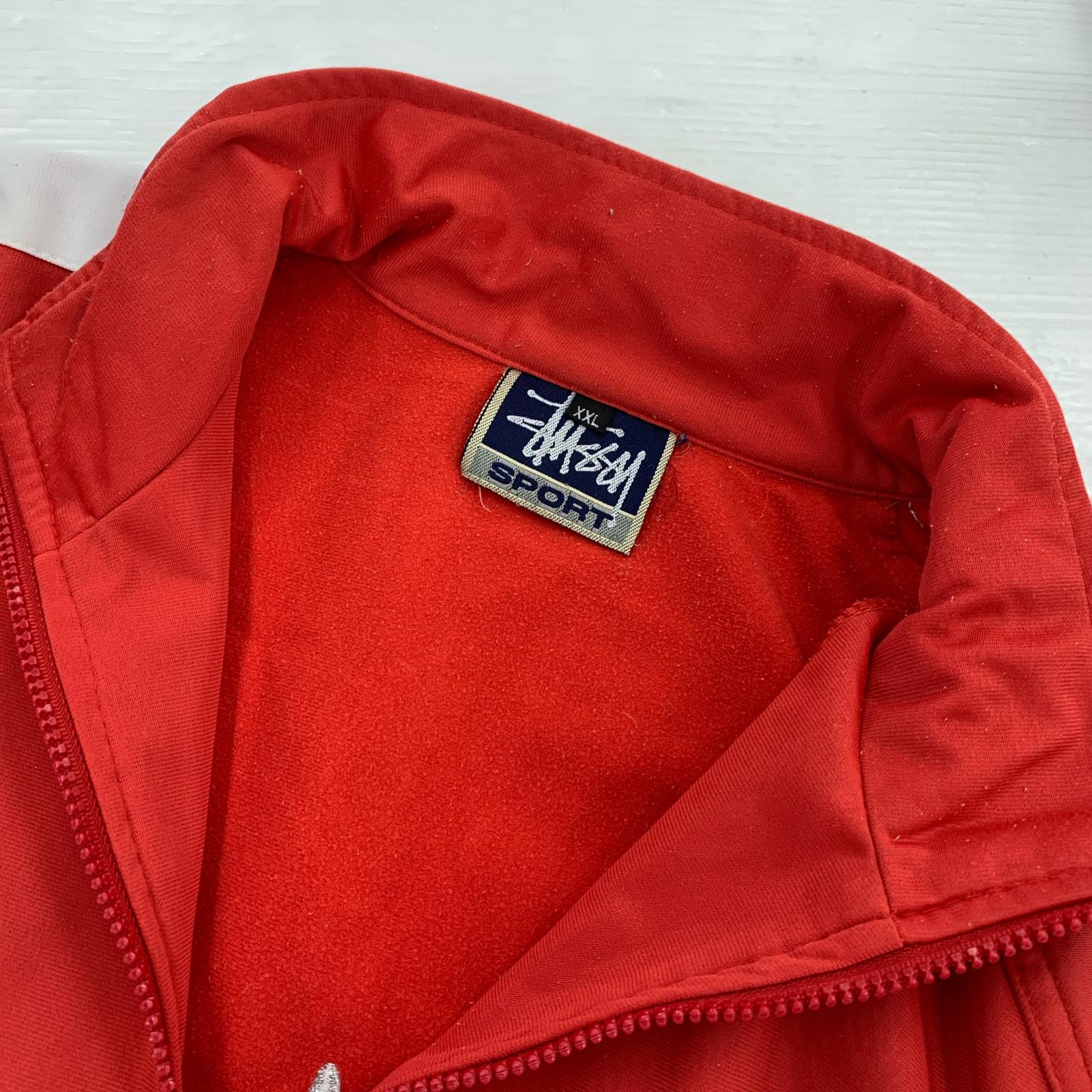 ジャケット STUSSY オールド 刺繍トラックジャケット XXL レッド レッド