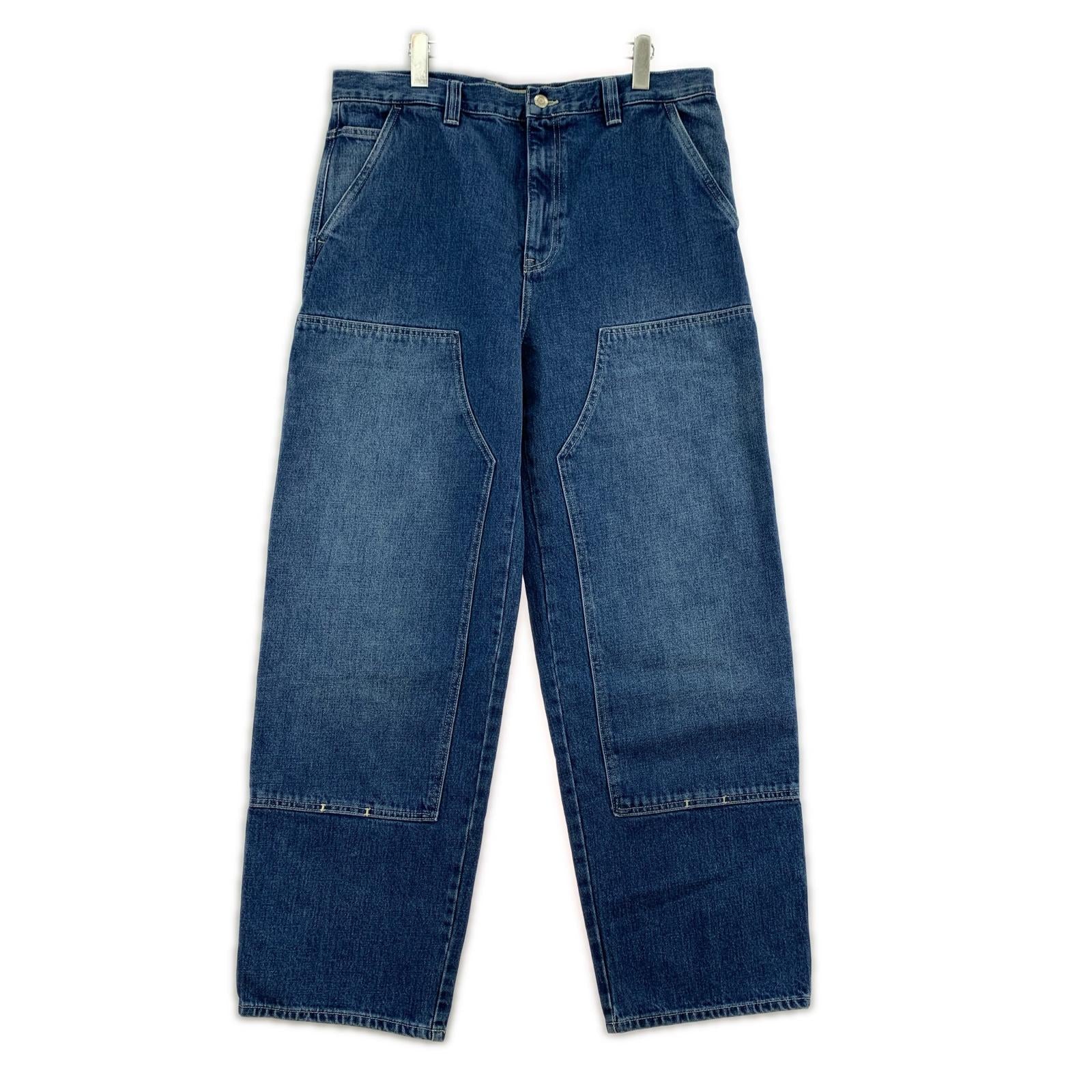 デニムパンツ STUSSY ダブルニーデニムパンツ 34 ブルー 34 ネイビー