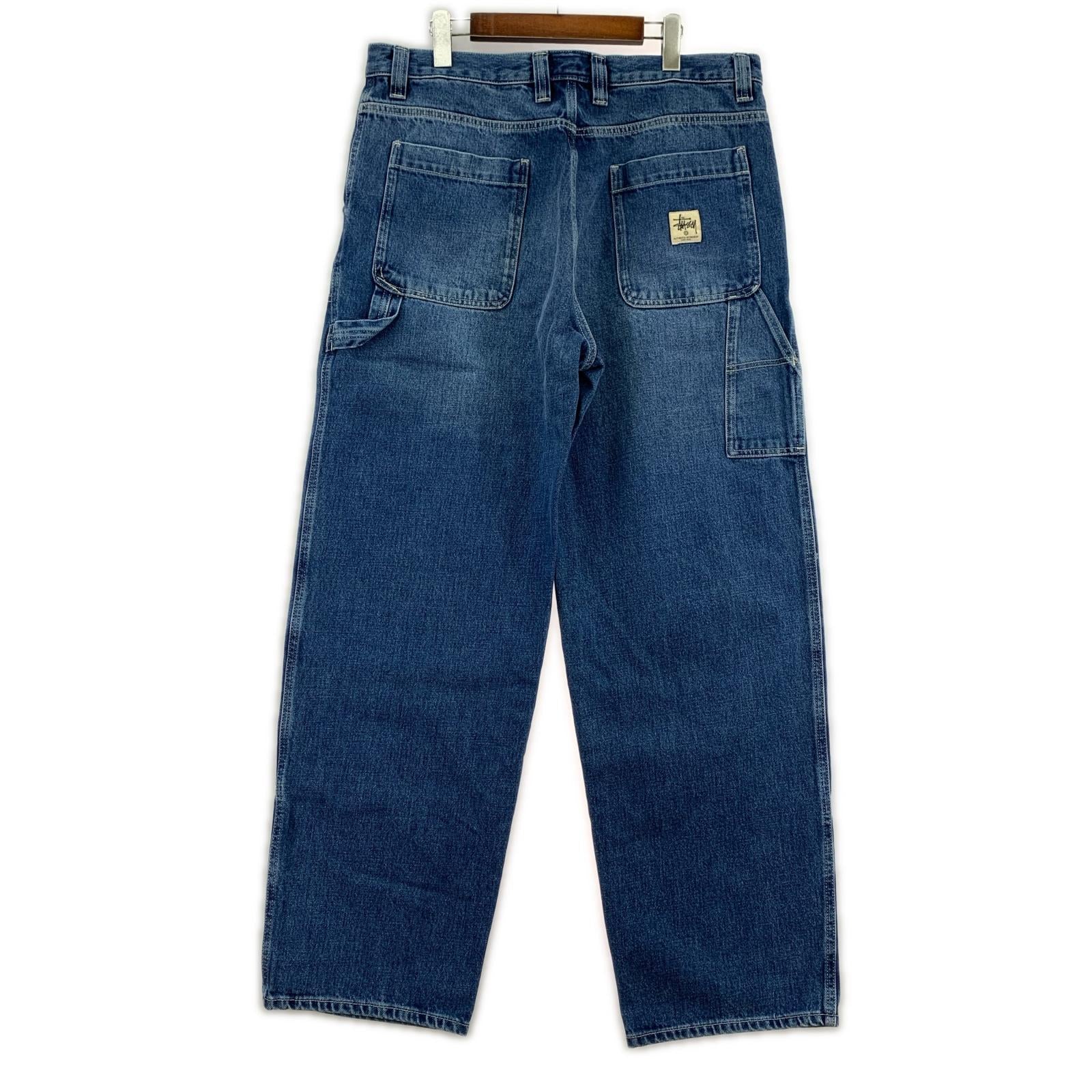 デニムパンツ STUSSY ダブルニーデニムパンツ 34 ブルー 34 ネイビー