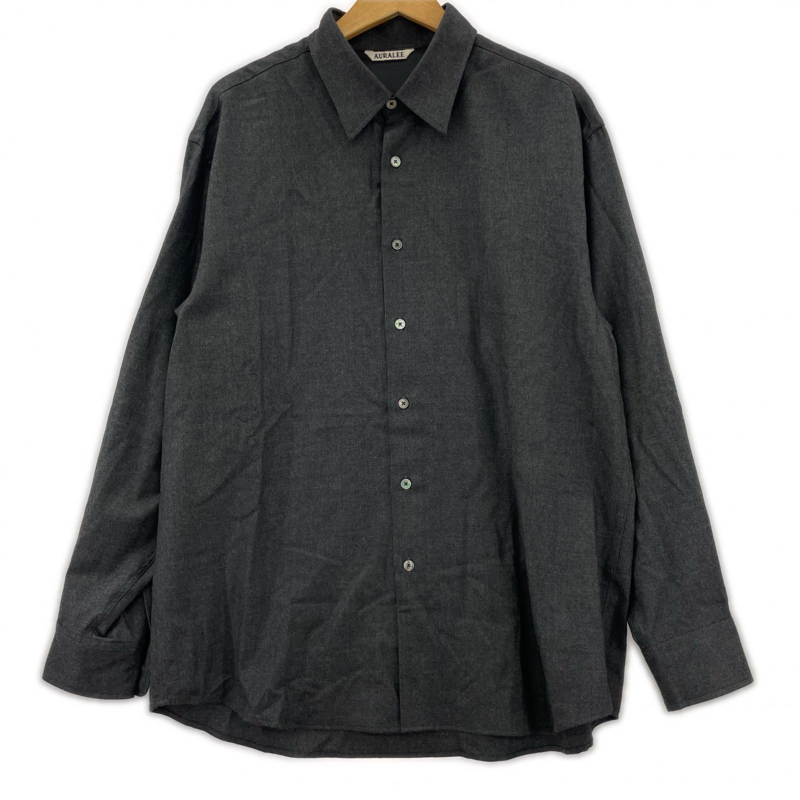 長袖シャツ AURALEE SUPER LIGHT WOOL SHIRT 4 グレー 4 グレー
