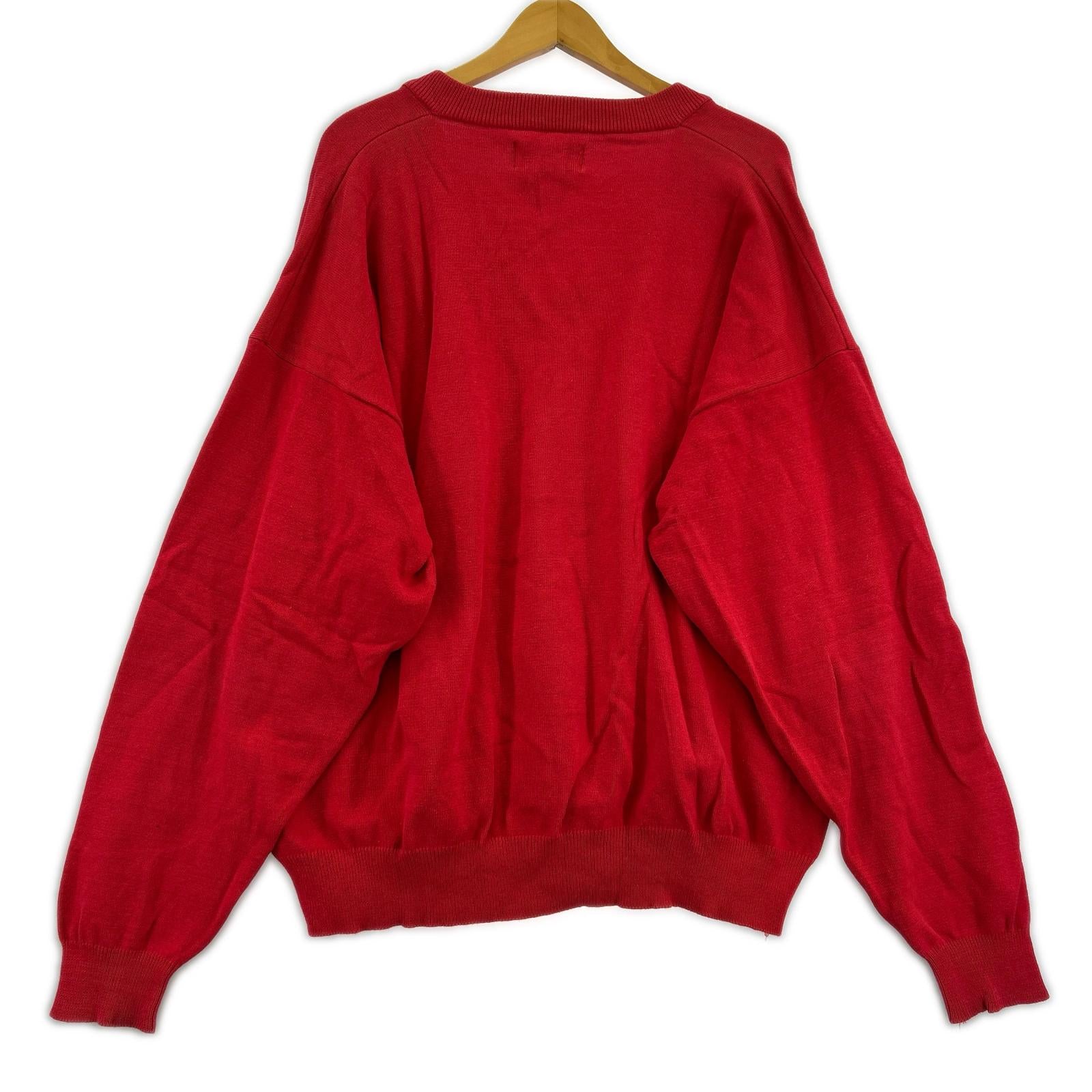 ニット 80S 黒タグ Vネック 赤 (XL) レッド