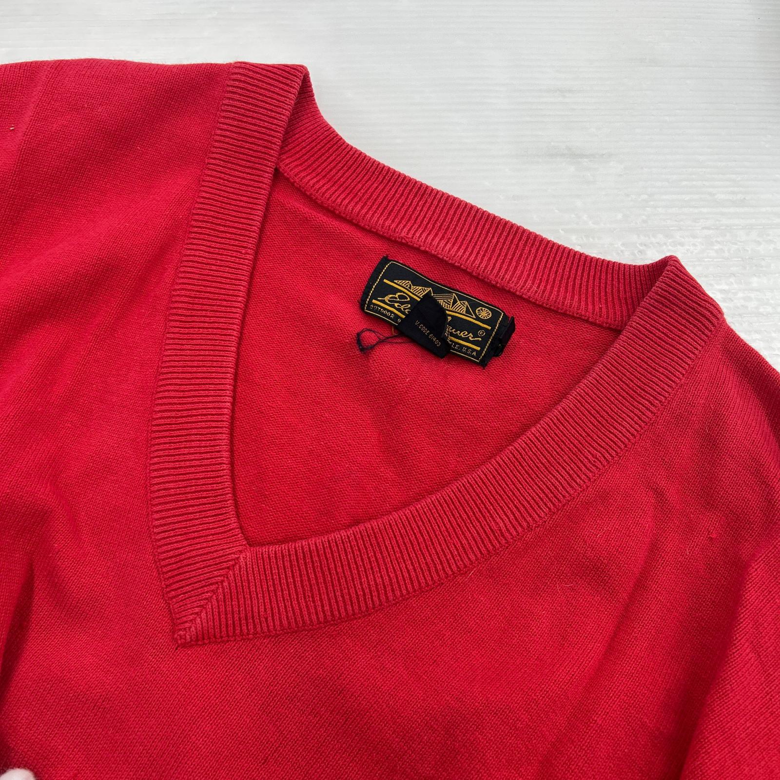 ニット 80S 黒タグ Vネック 赤 (XL) レッド
