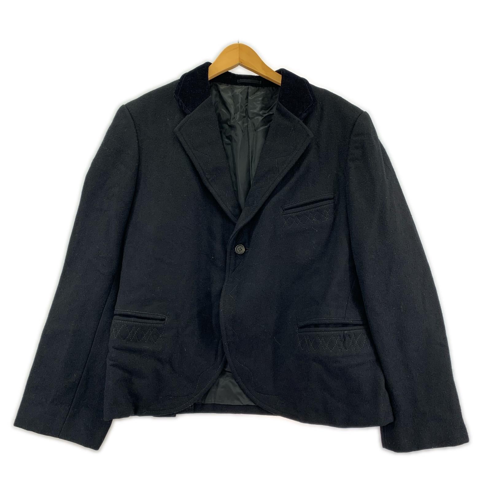 ジャケット Y’s for men 96AW 襟コーデュロイ ステッチデザイン クロップドジャケット Ｍ ブラック M ブラック