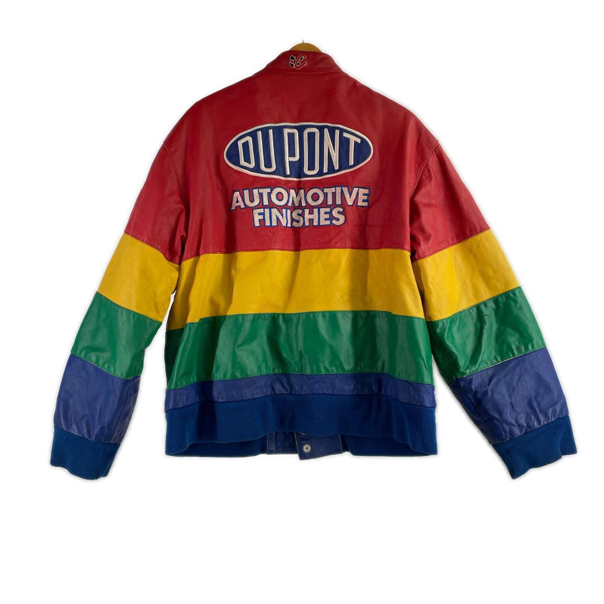 ジャケット USA製 90s CHASEﾚｰｼﾝｸﾞｼﾞｬｹｯﾄ M マルチカラー