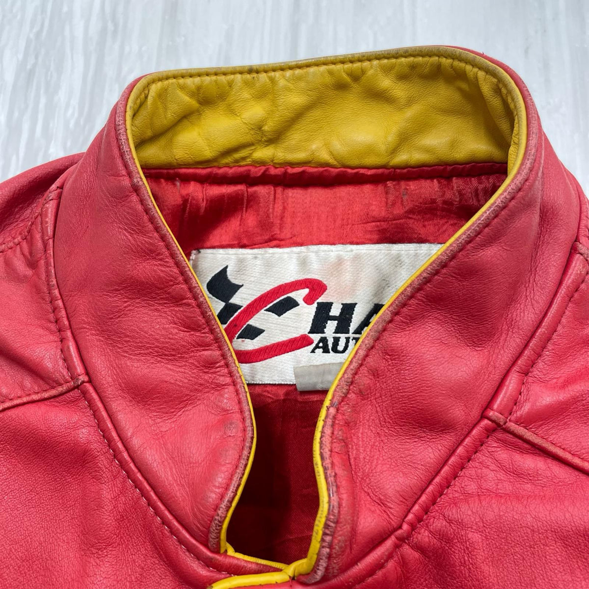 ジャケット USA製 90s CHASEﾚｰｼﾝｸﾞｼﾞｬｹｯﾄ M マルチカラー
