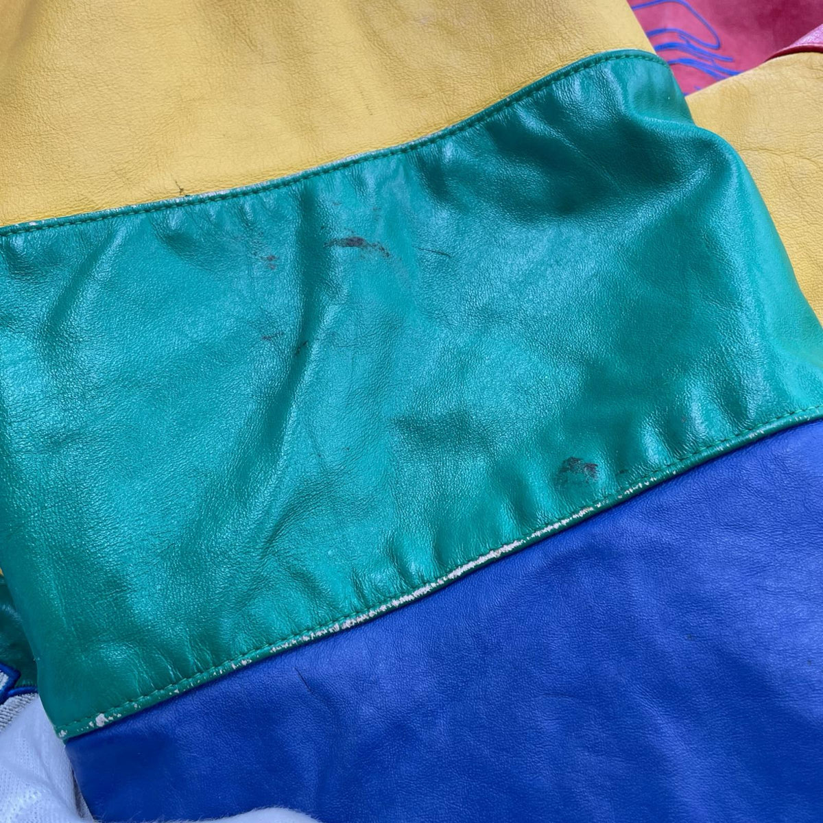 ジャケット USA製 90s CHASEﾚｰｼﾝｸﾞｼﾞｬｹｯﾄ M マルチカラー